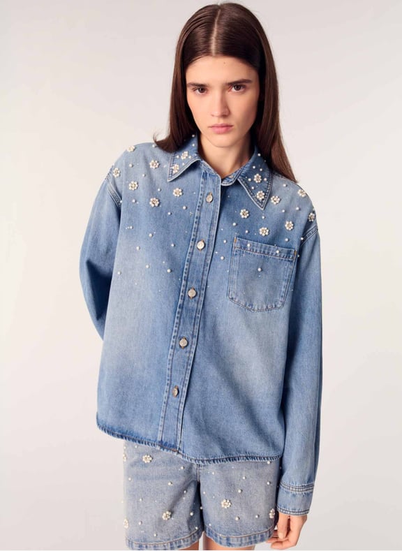 Chemise droite en coton Bleu by MAJE MAJE Chemise droite en coton Bleu