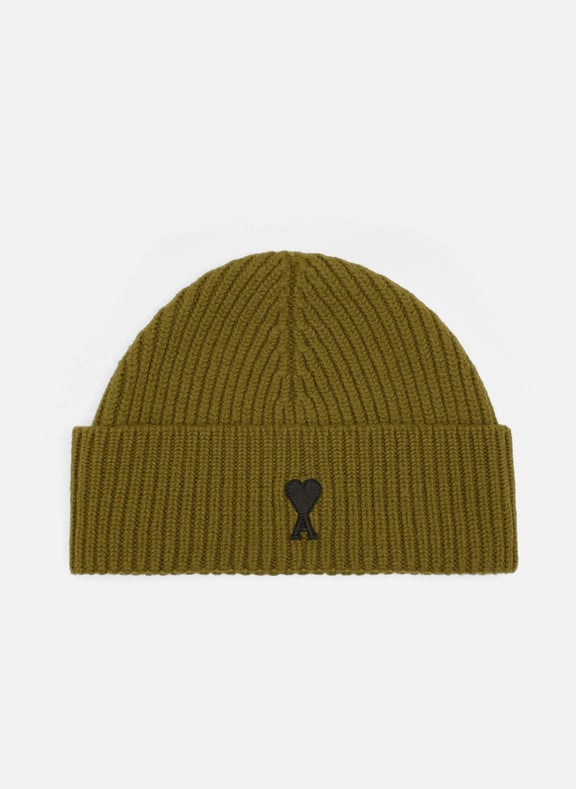 Bonnet ami de coeur en laine unisexe Vert by AMI PARIS AMI PARIS Bonnet ami de coeur en laine unisexe Vert