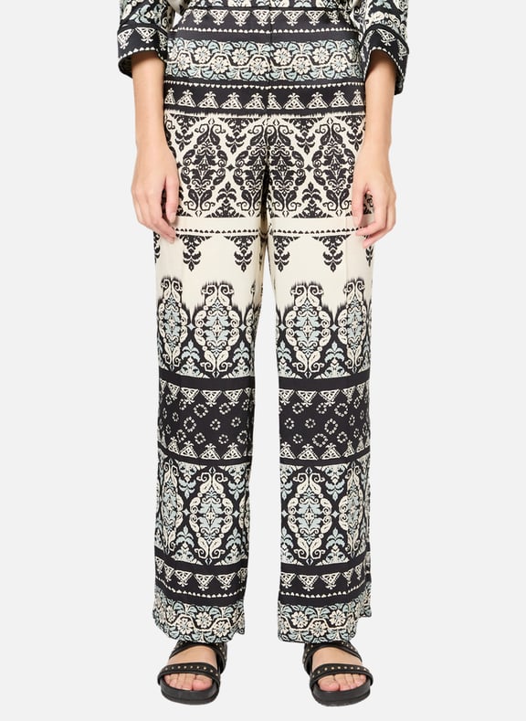 Pantalon large satiné imprimé - lani Noir by GERARD DAREL GERARD DAREL Pantalon large satiné imprimé - lani Noir