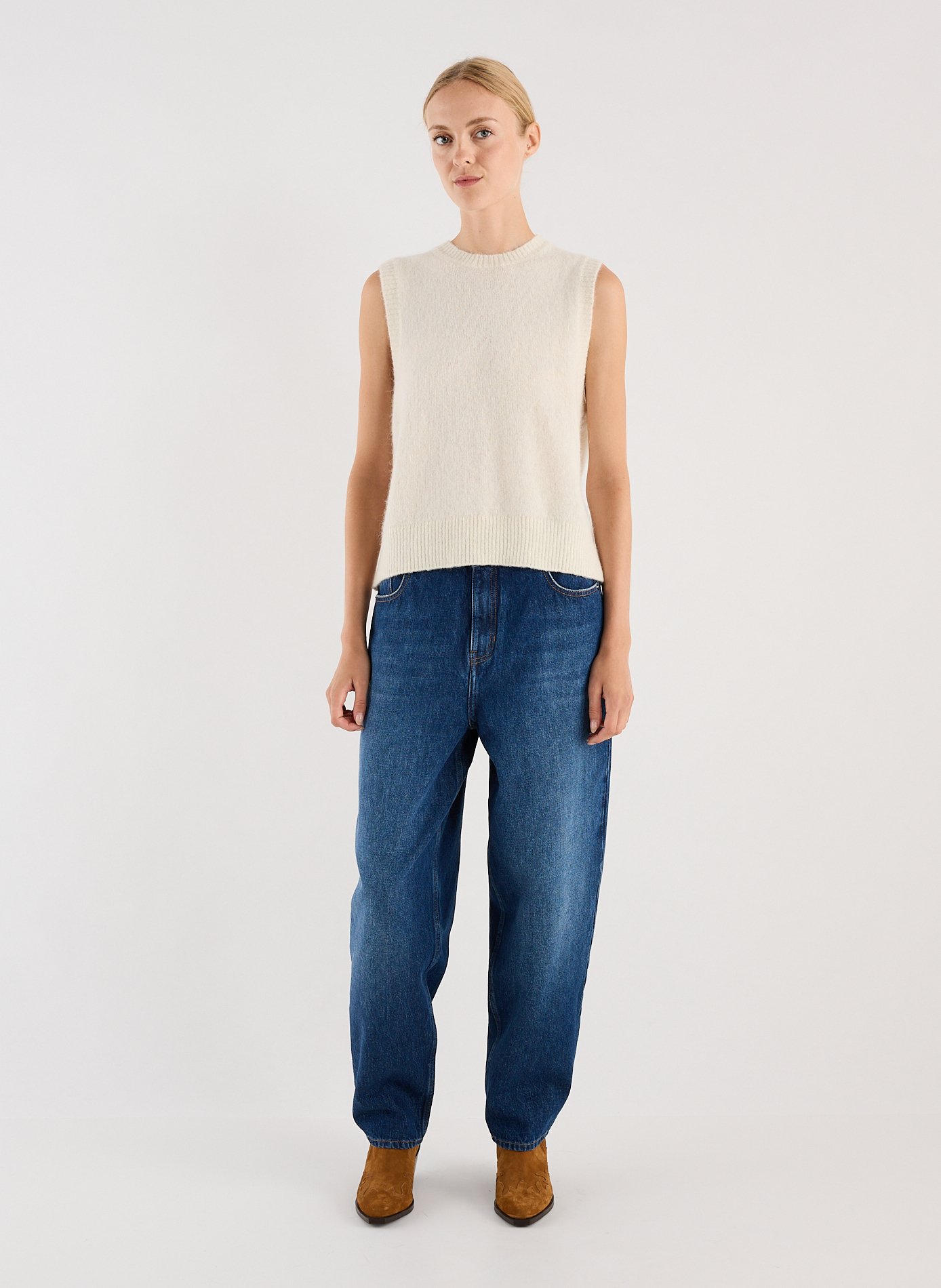 Pull sans manches en alpaga mélangé SAISON 1865 Beige