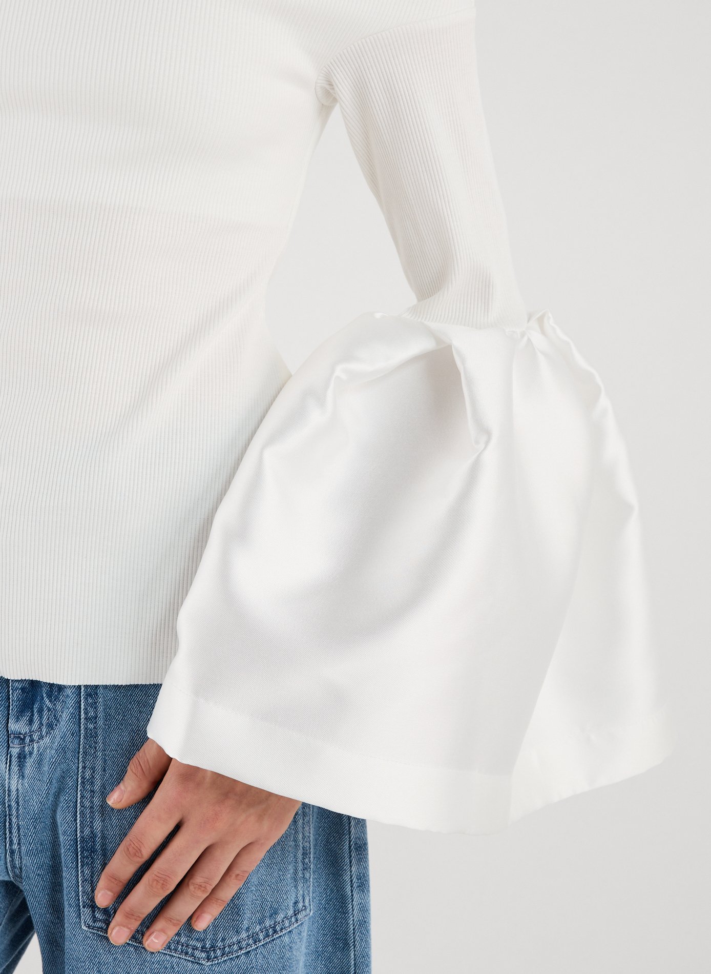 Haut à épaules dénudées et manches bouffantes en coton MARQUES ALMEIDA Blanc