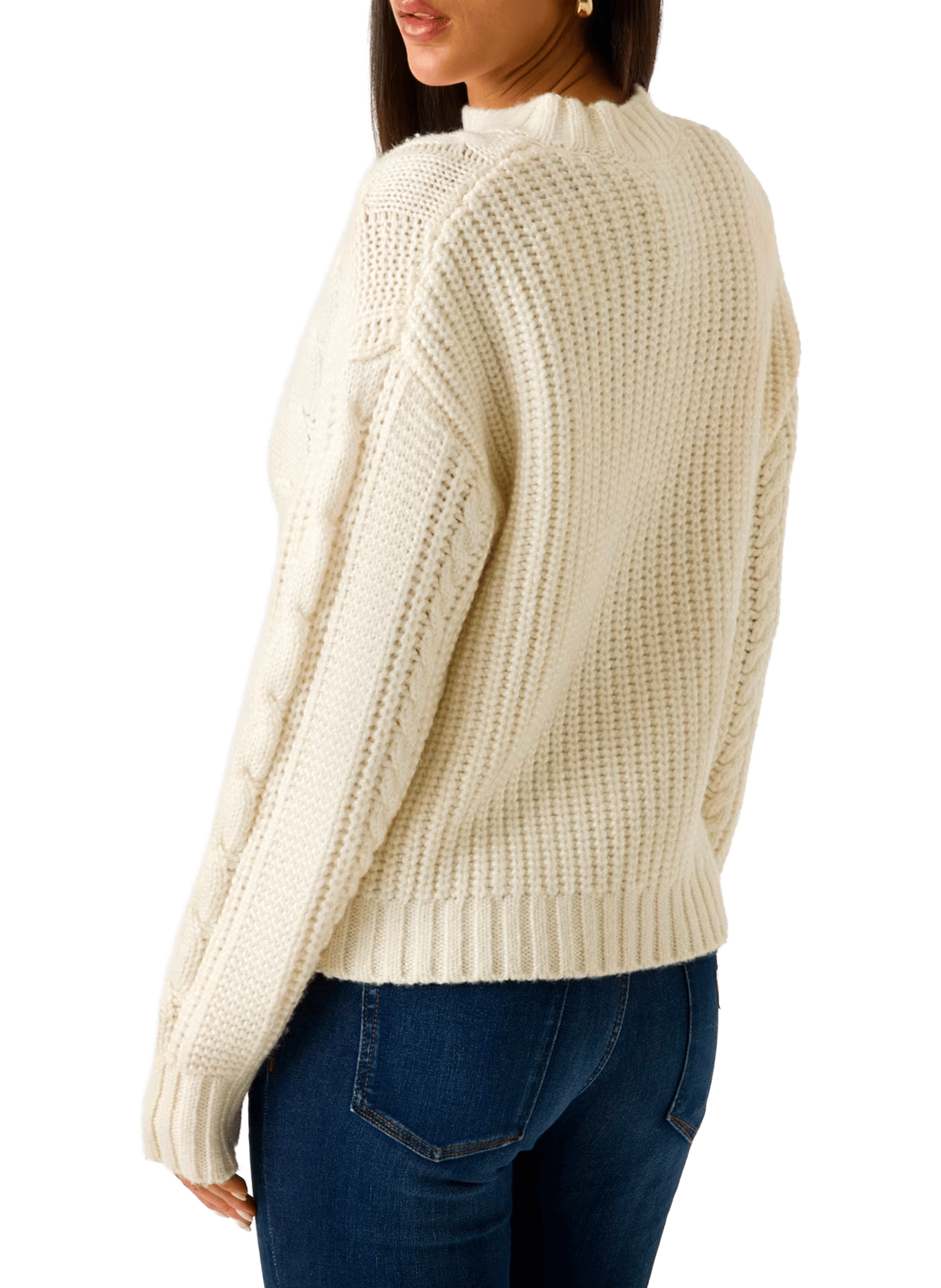 Pull maille torsadée en laine mélangée GUESS Beige