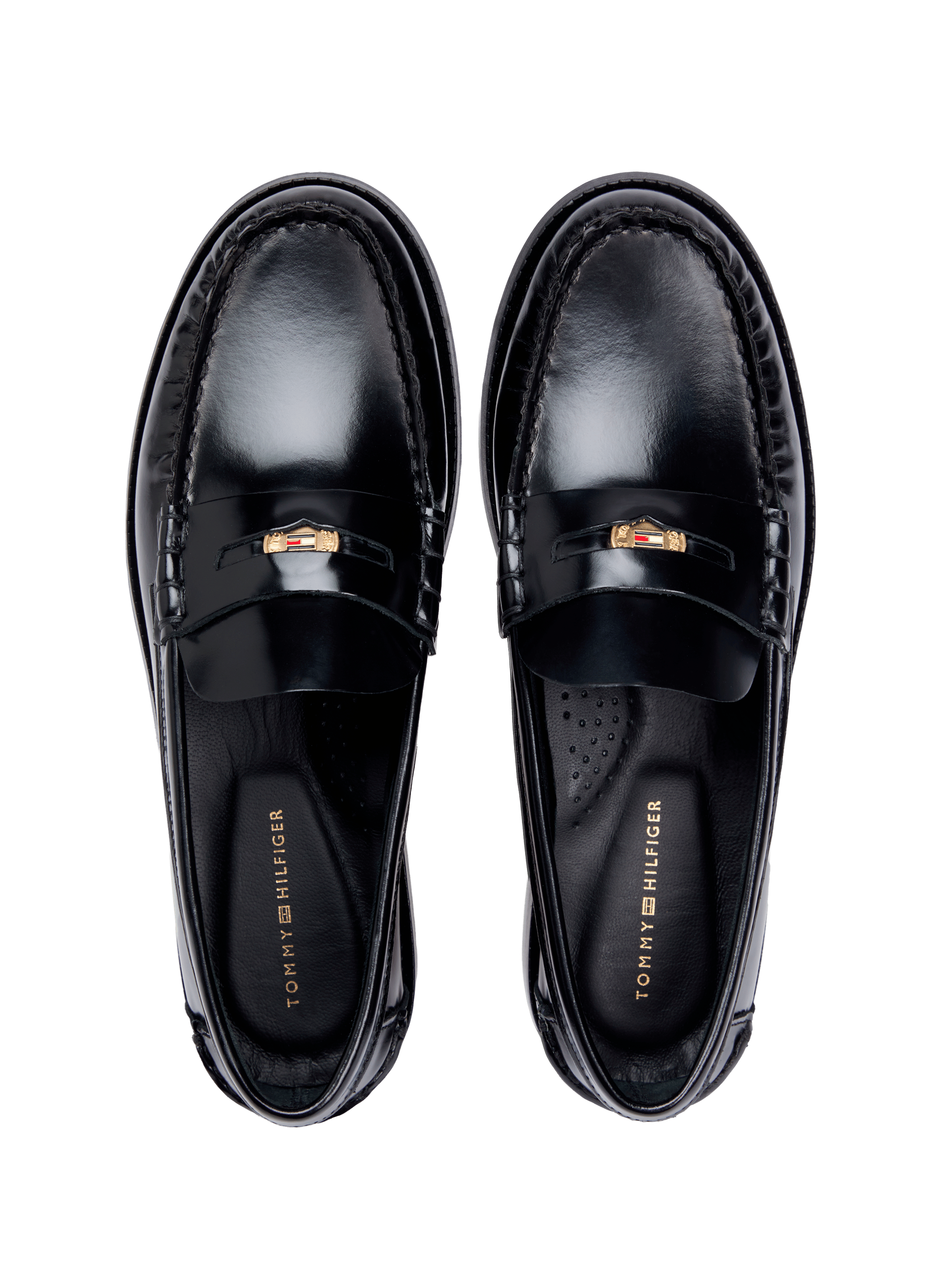 Mocassins en cuir avec logo TOMMY HILFIGER Noir