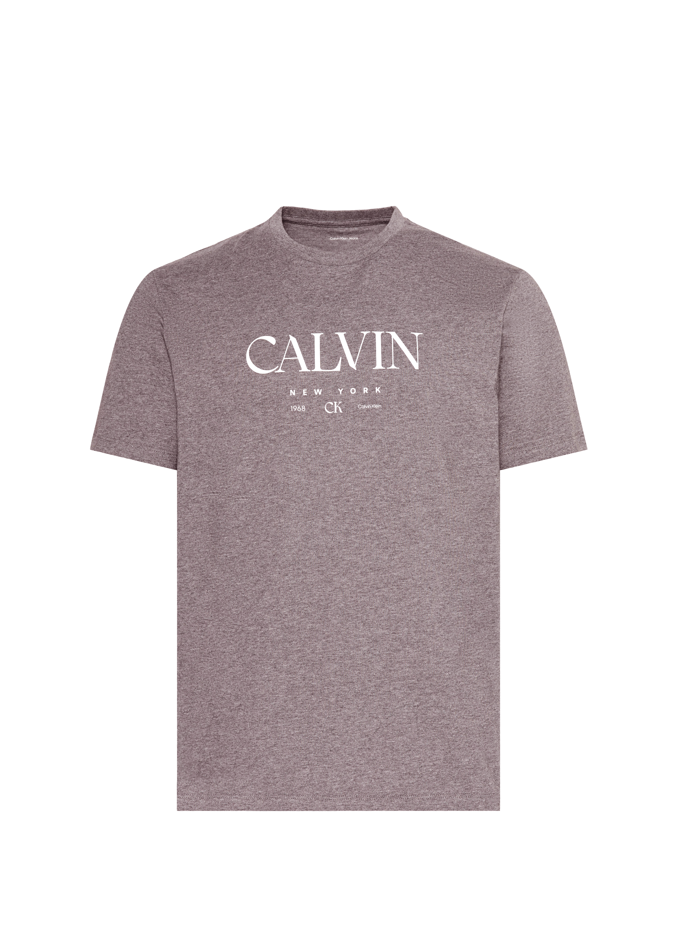 Straight cut cotton t-shirt with logo CALVIN KLEIN Grey