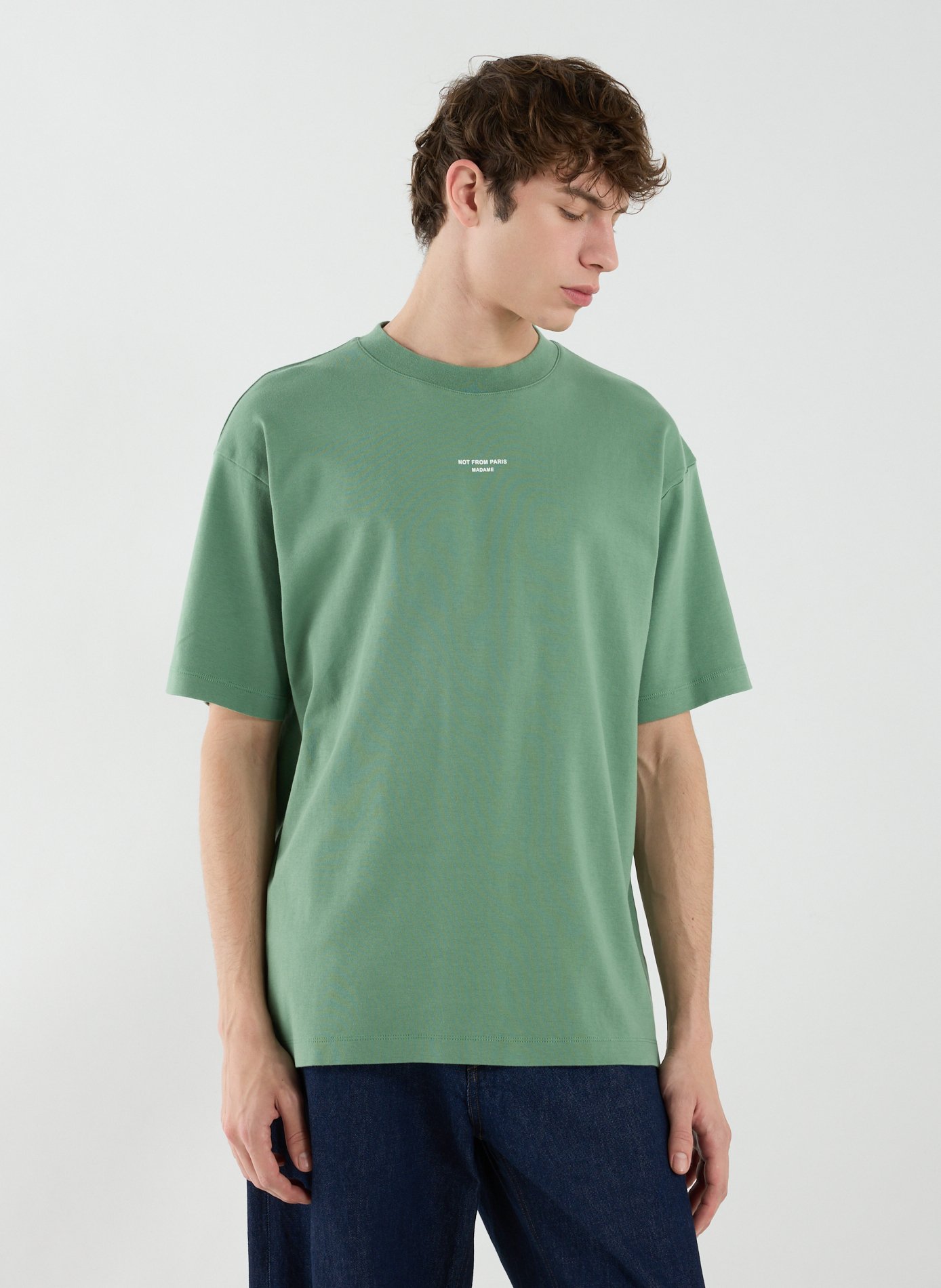 T-shirt Le Slogan en coton DROLE DE MONSIEUR Vert