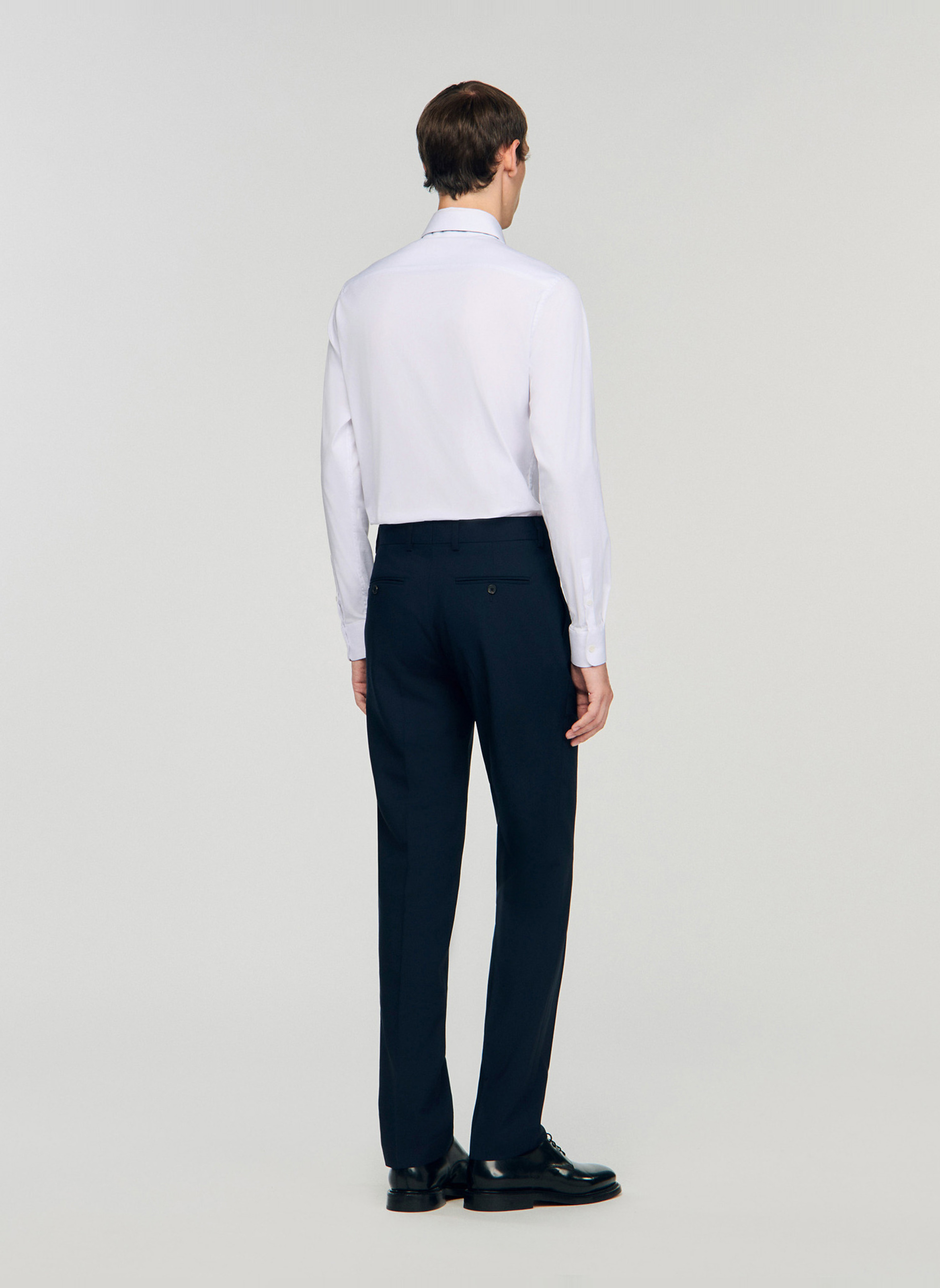 Pantalon de costume en laine SANDRO Bleu