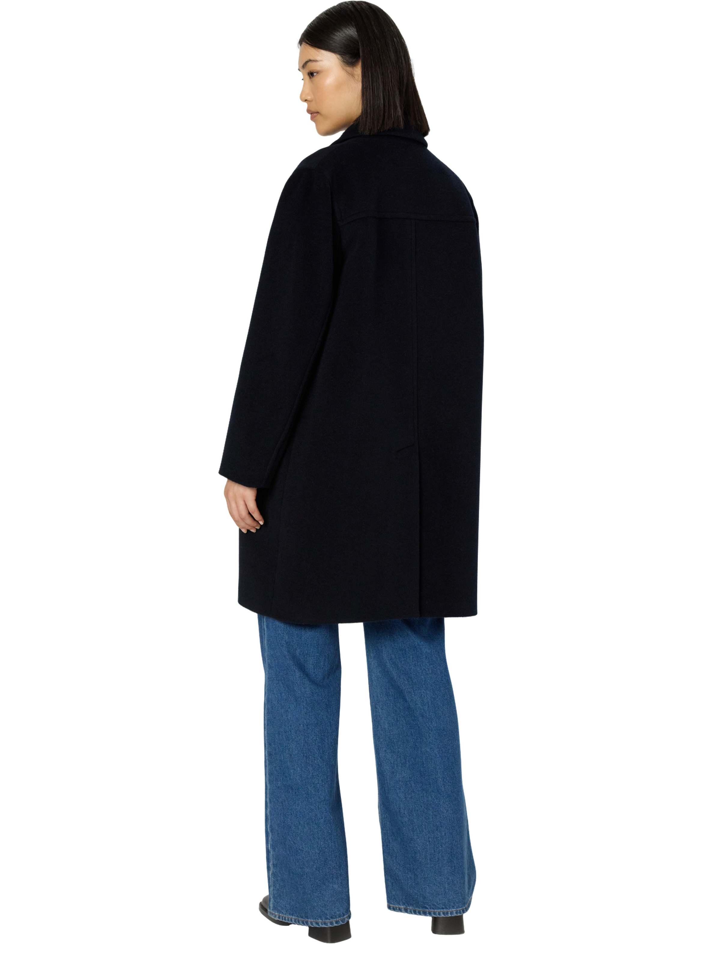 Manteau droit en laine et angora - megane GERARD DAREL Bleu