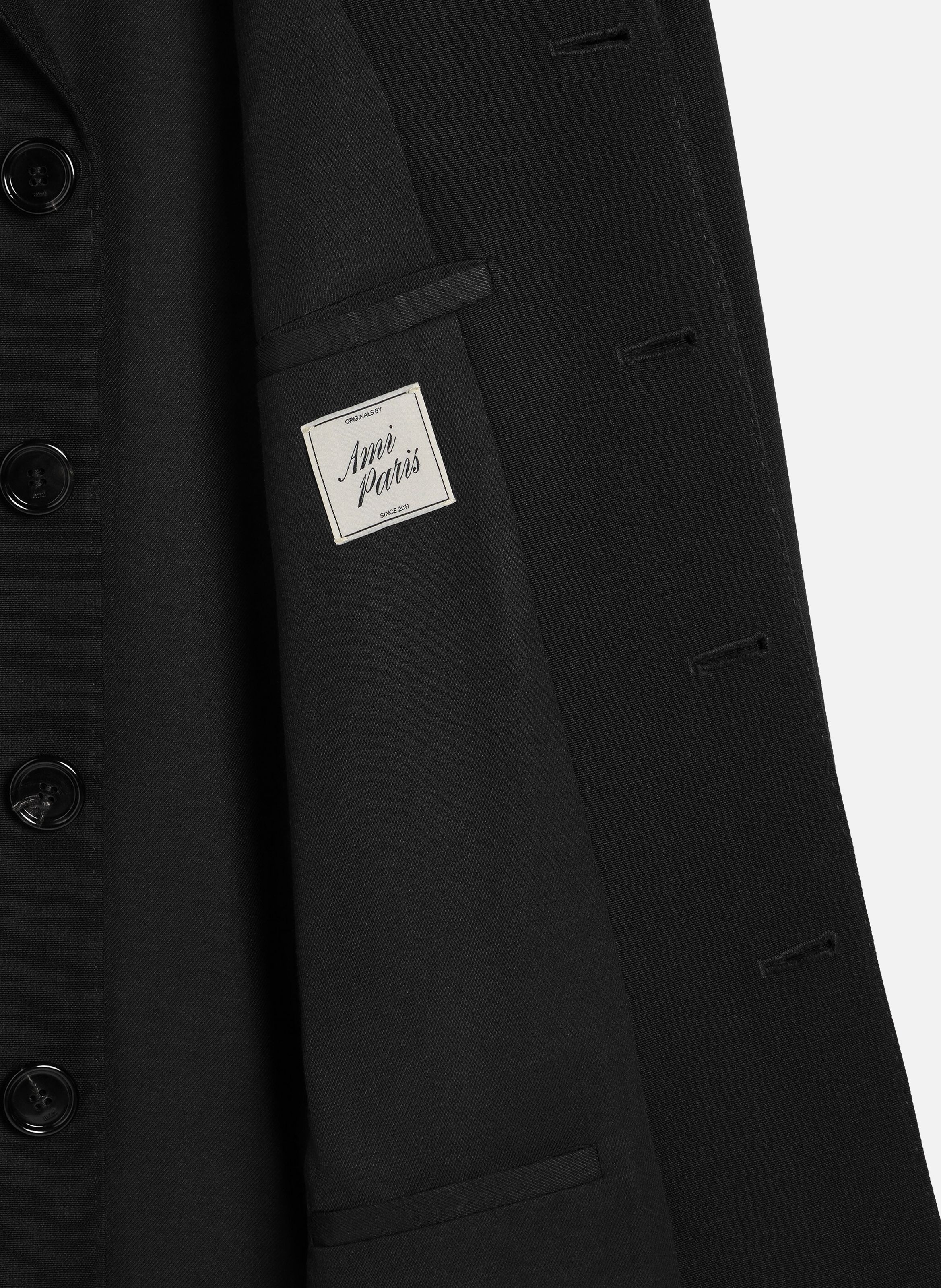 Veste droite simple boutonnage en laine vierge AMI PARIS Noir