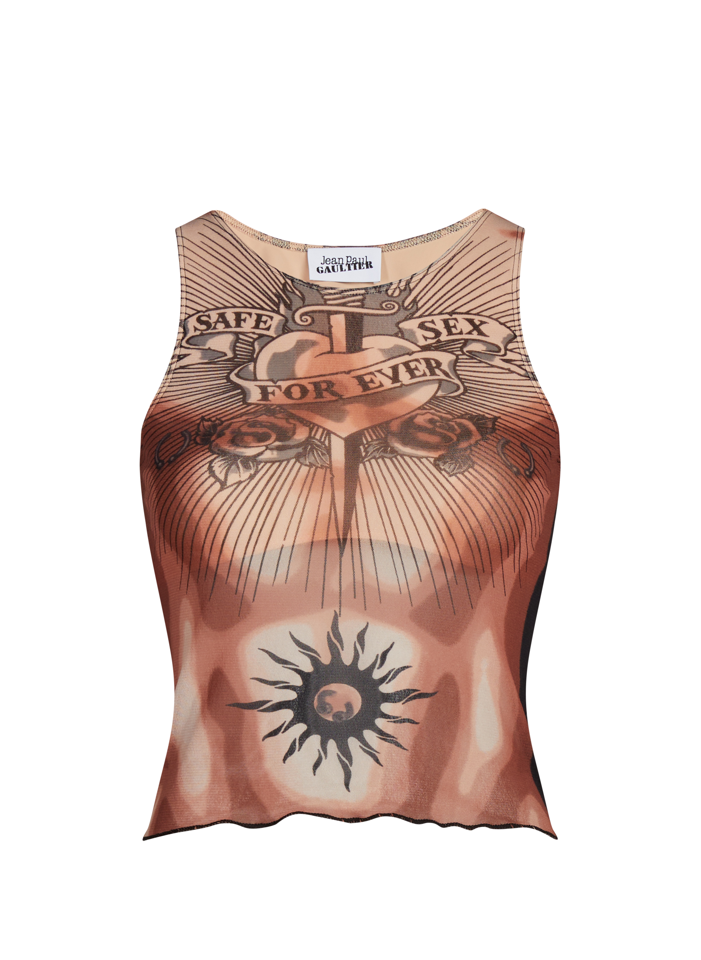 Top imprimé transparent JEAN PAUL GAULTIER Beige