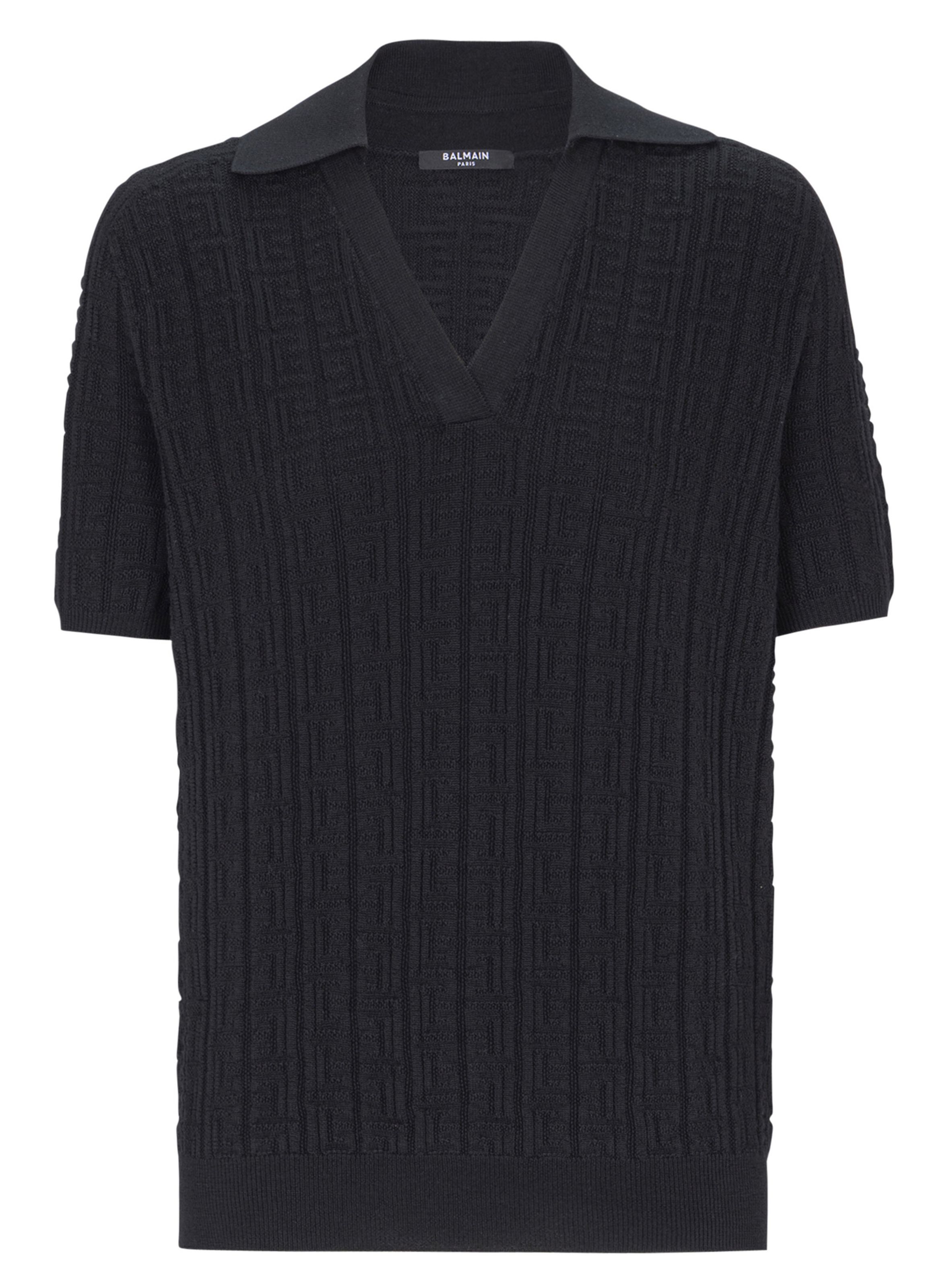 Polo en maille monogramme BALMAIN Noir