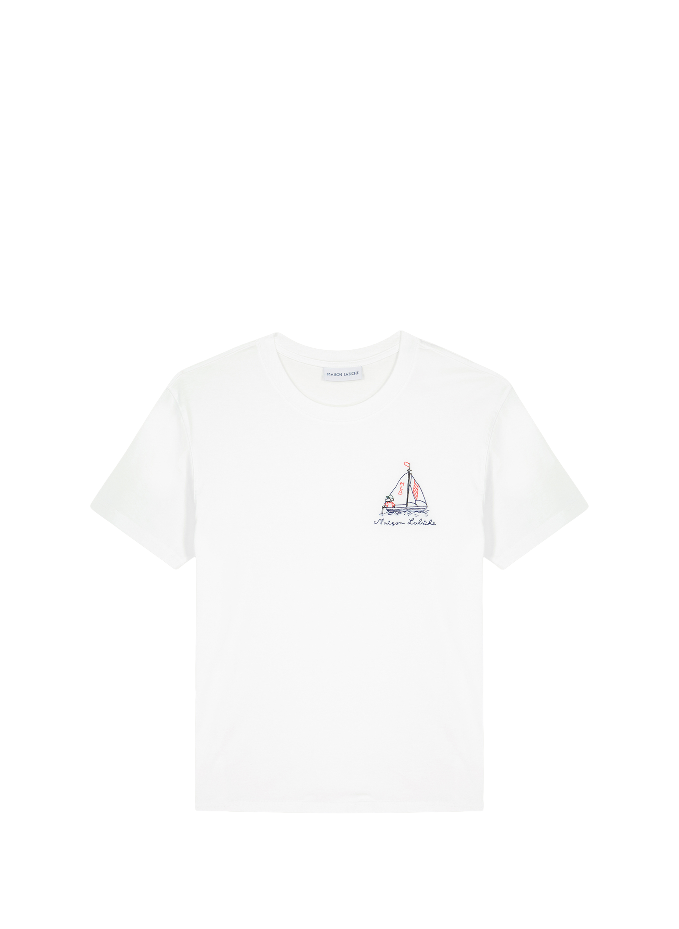 T-shirt Popincourt brodé en coton biologique  MAISON LABICHE Blanc
