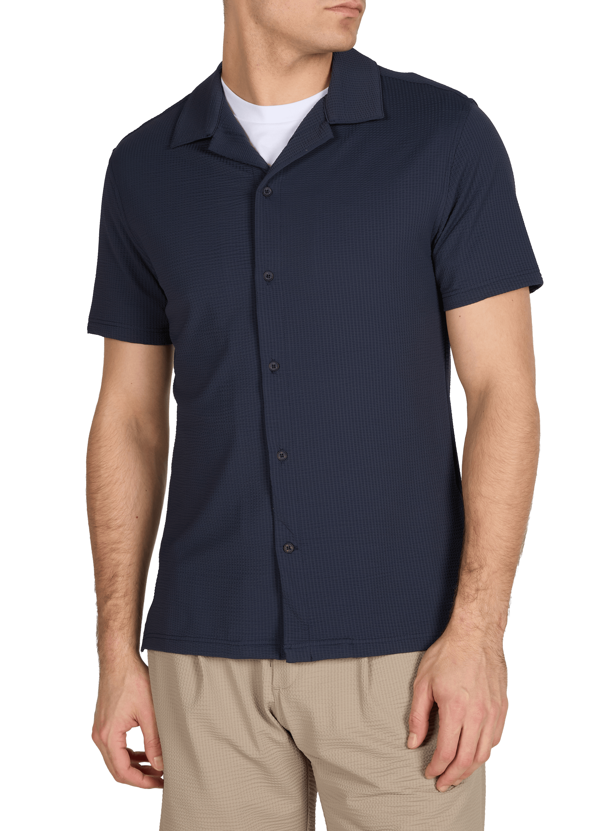 Chemise col tailleur à manches courtes 1789 CALA Bleu