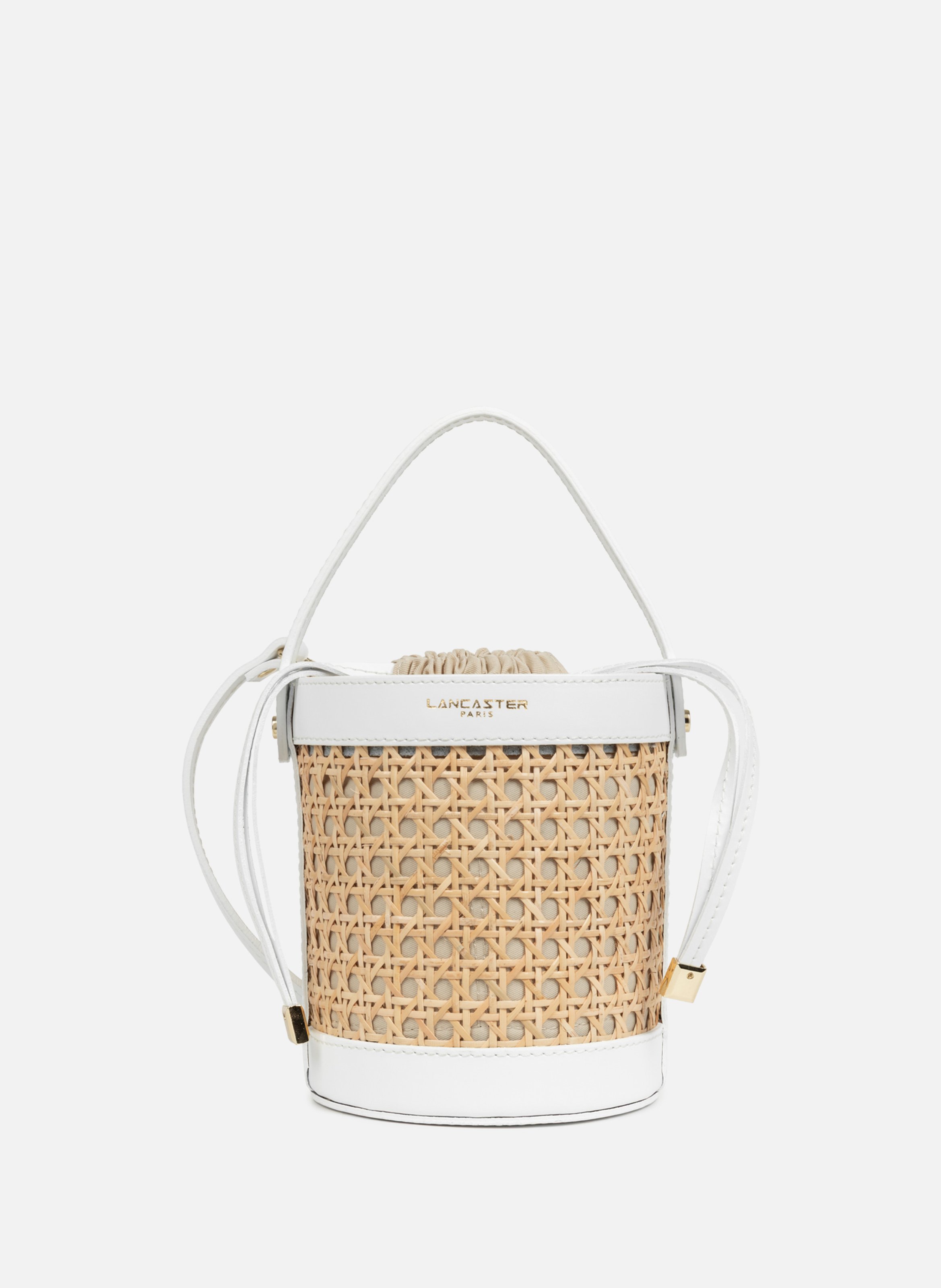 Petit sac seau - cannage rotin LANCASTER Blanc