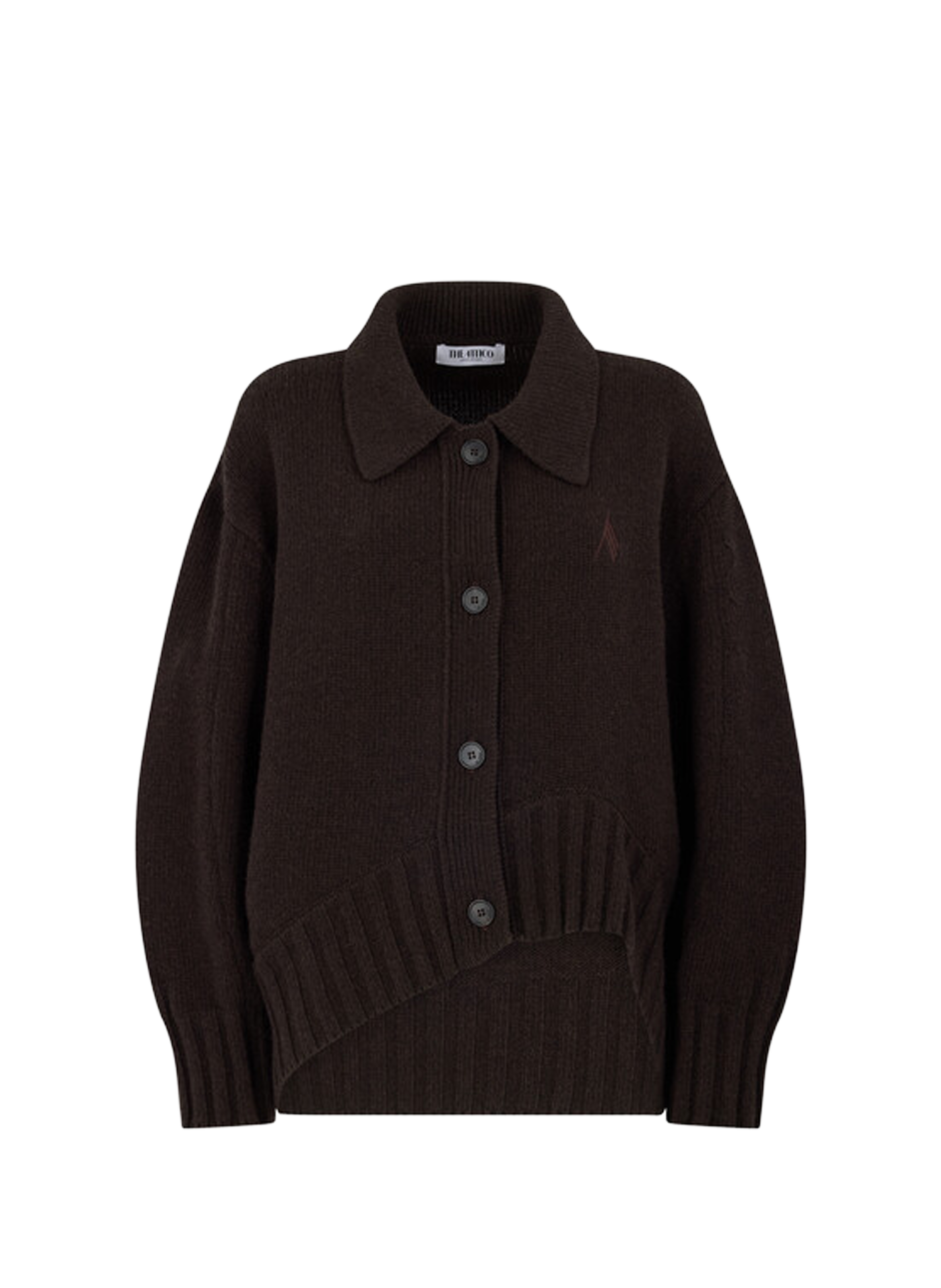 Cardigan droit en laine vierge et cachemire Marron THE ATTICO