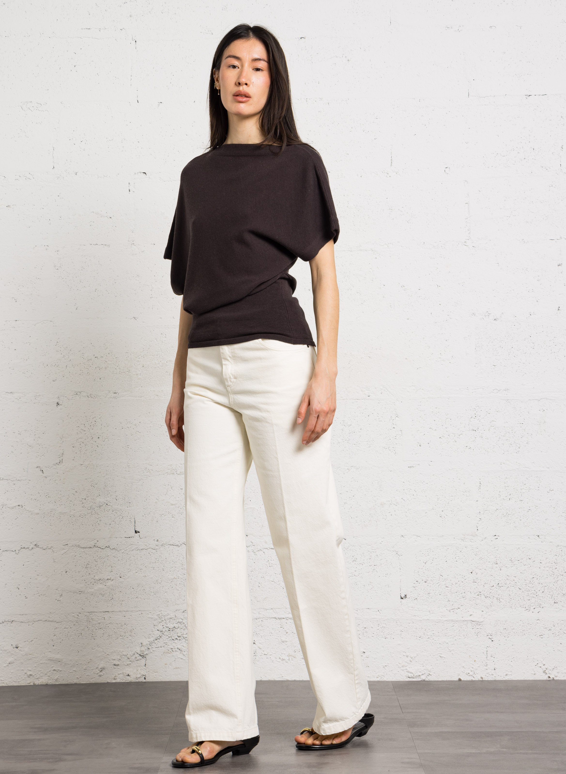 Jean large taille mi-haute calvin SOEUR Beige