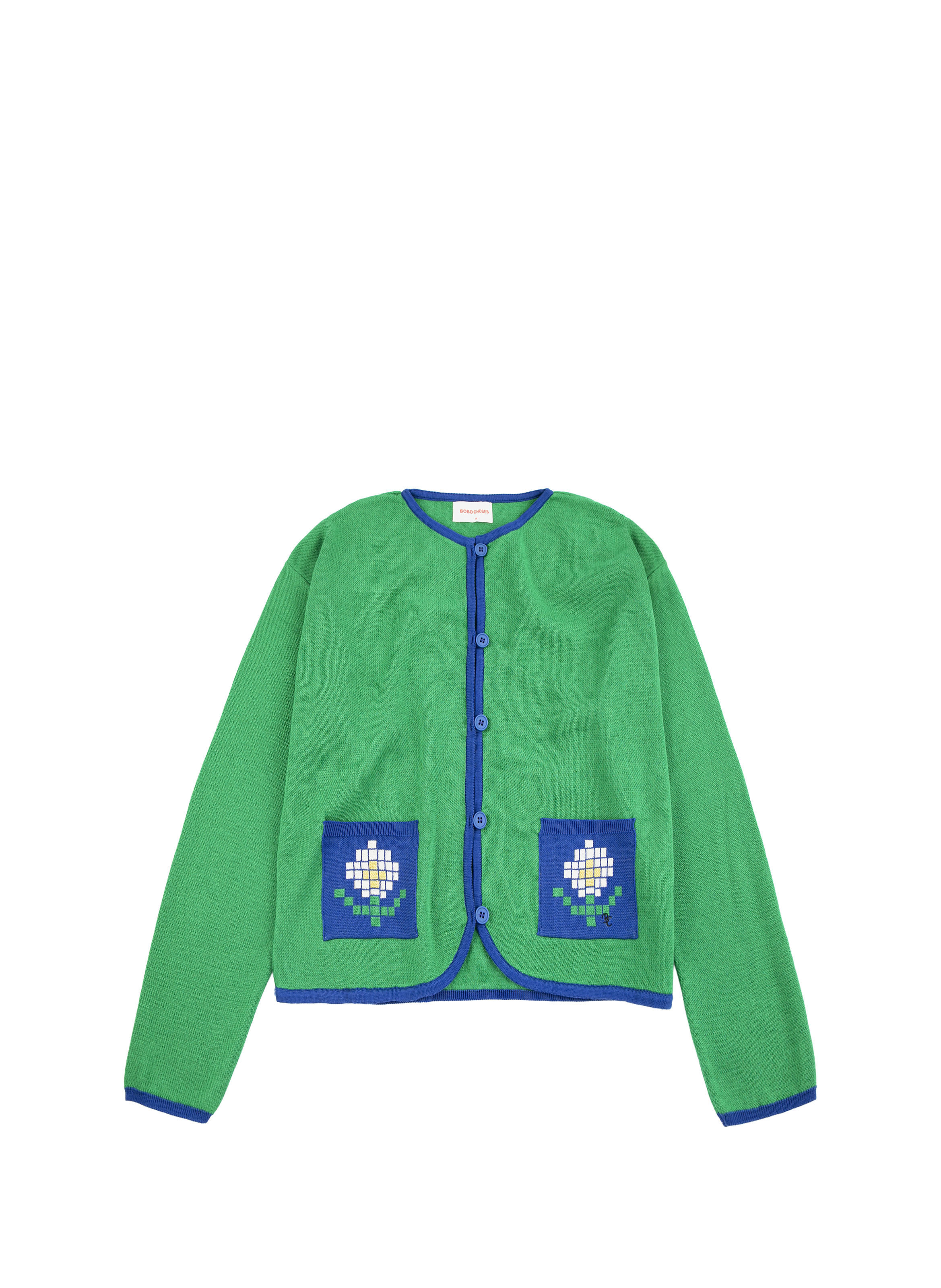 Cardigan en coton fin Pixel Daisy BOBO CHOSES Vert