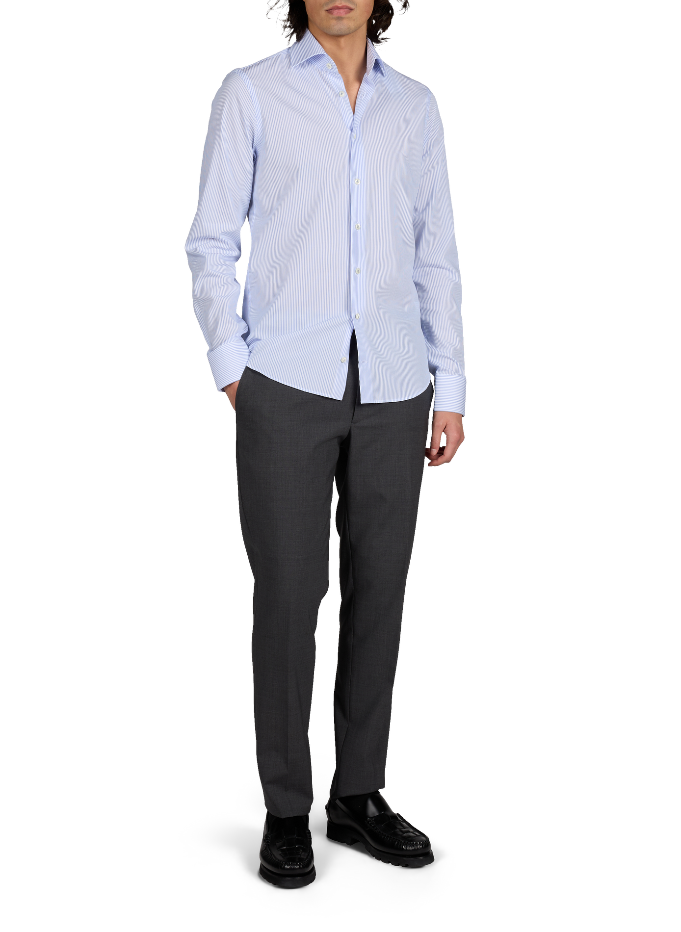 Tailored fit striped cotton shirt VAN LAACK Blue