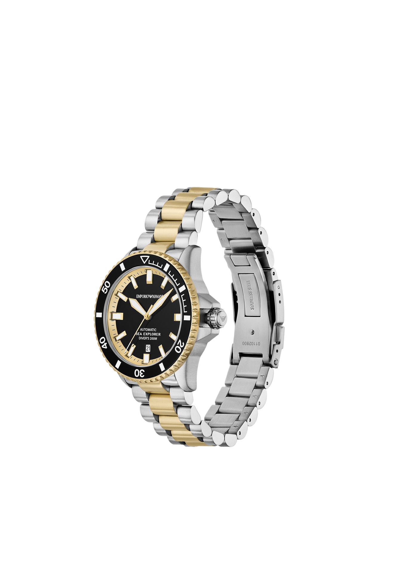 Montre automatique Sea Explorer en acier inoxydable ARMANI MONTRES Noir