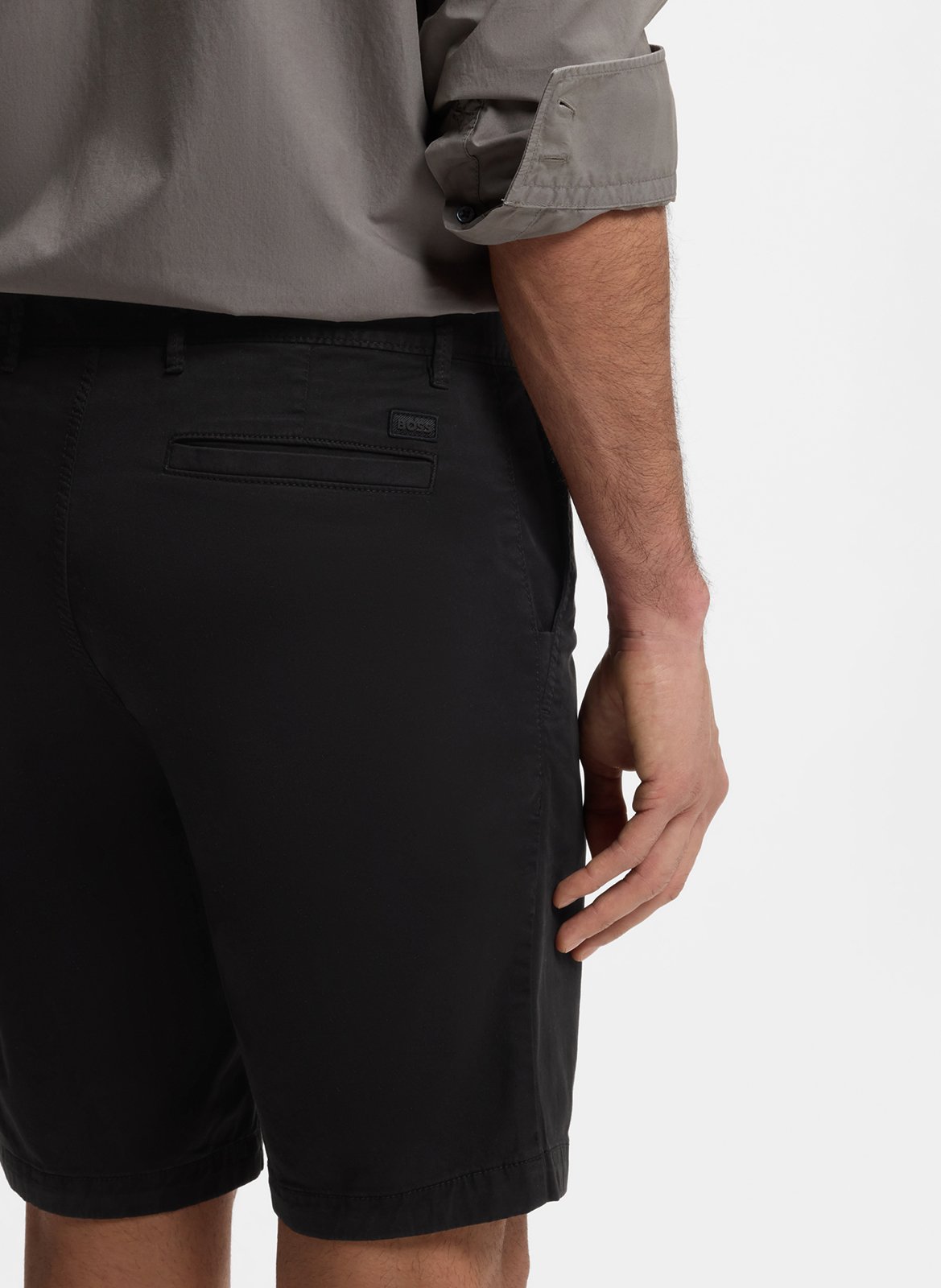 Short droit en coton mélangé BOSS Noir