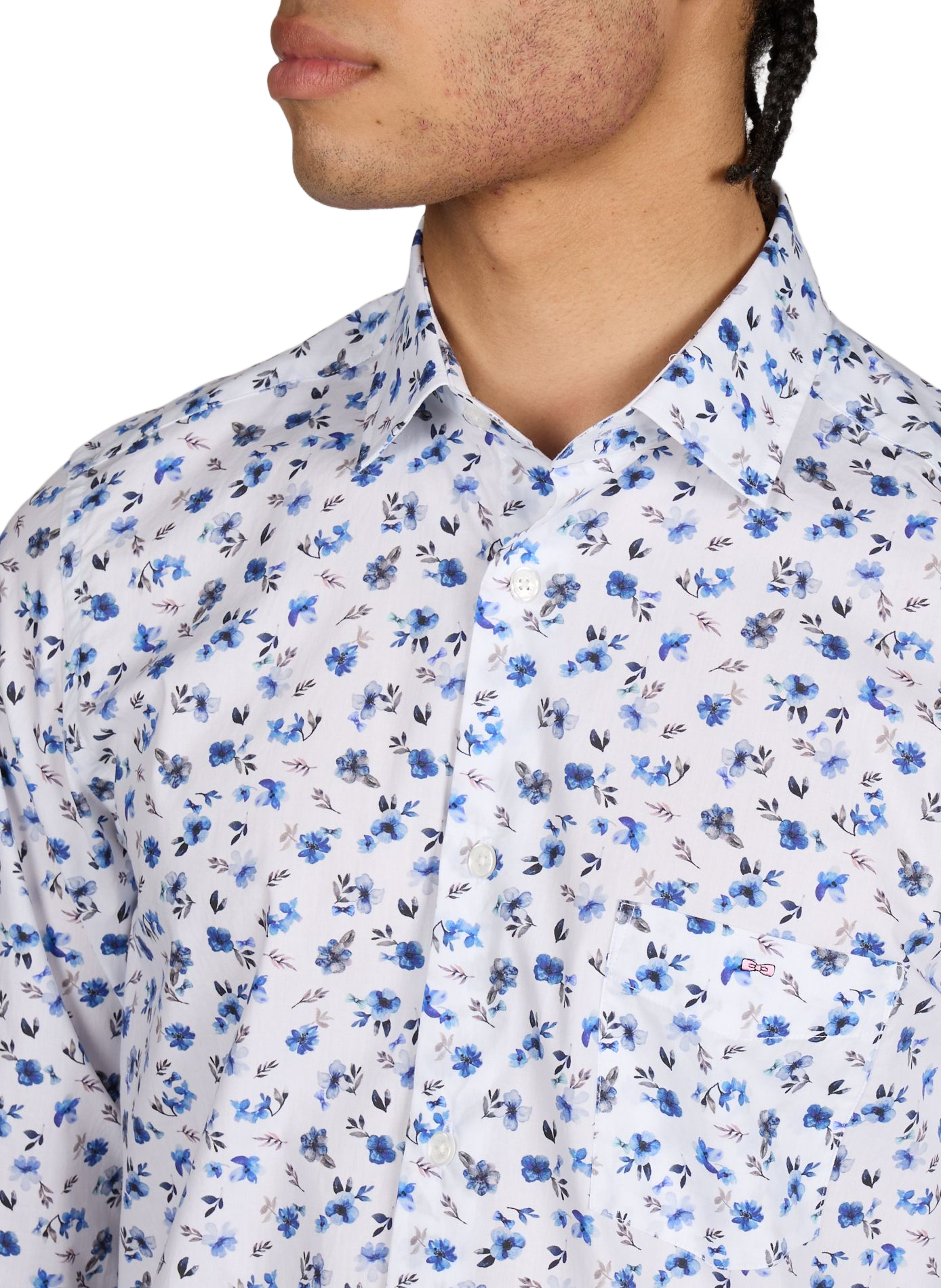 Chemise en popeline de coton imprimé floral  EDEN PARK Bleu