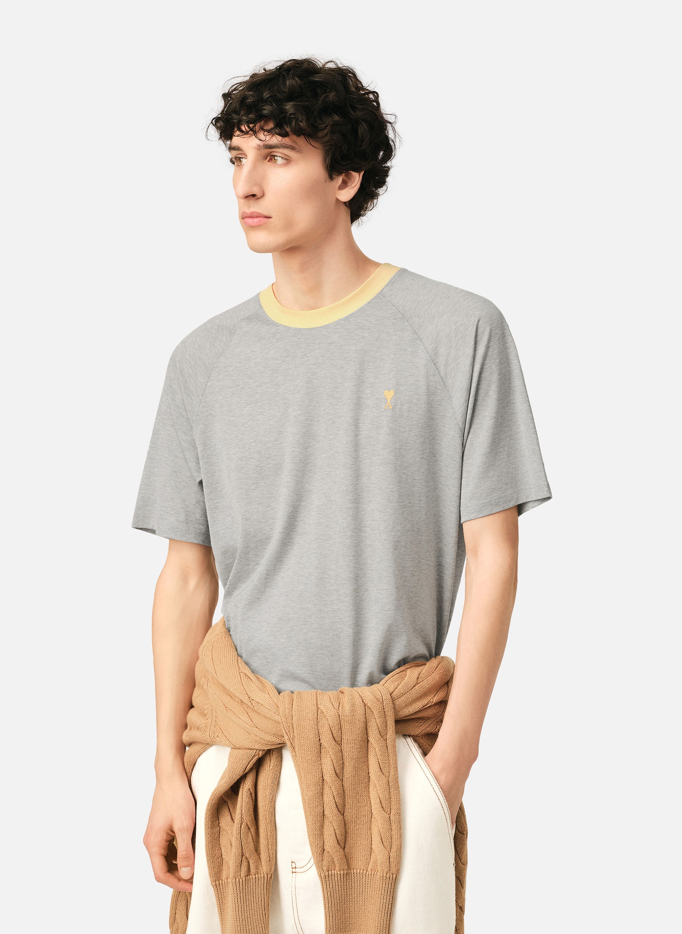 T-shirt ami de coeur en coton AMI PARIS Gris