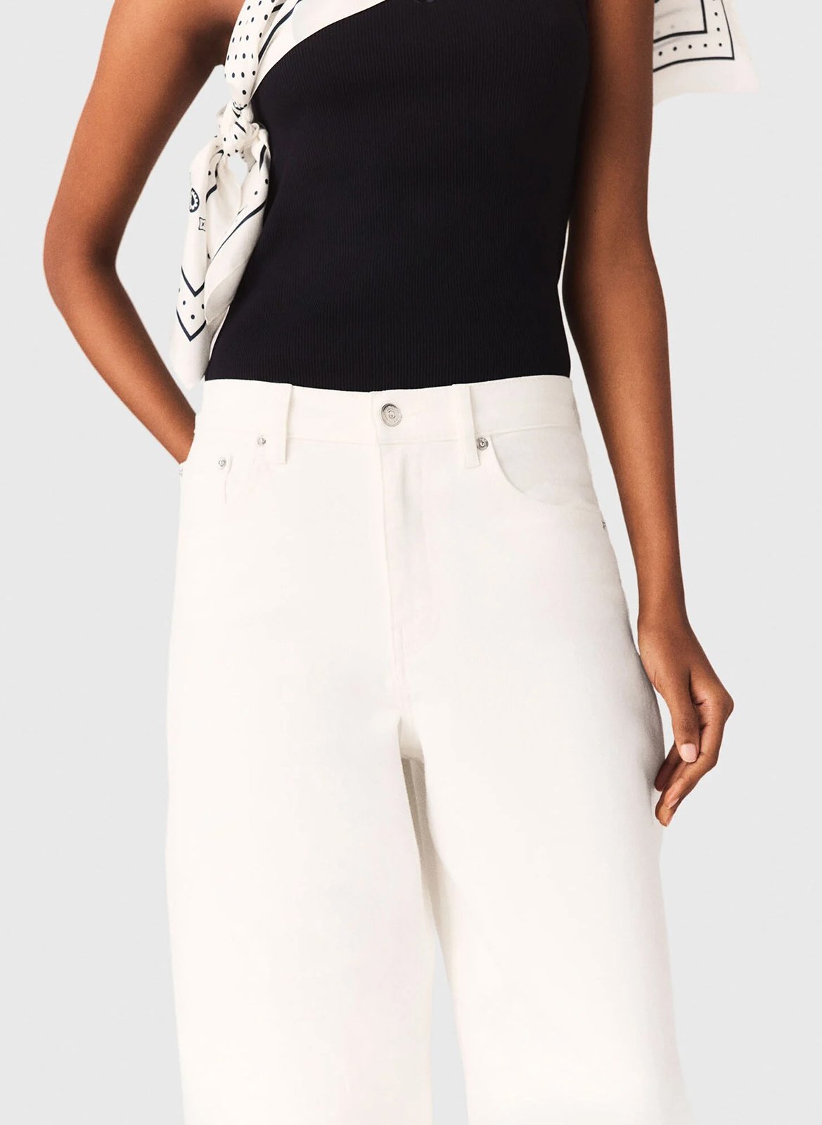 Jean large taille mi-haute uni MAJE Blanc