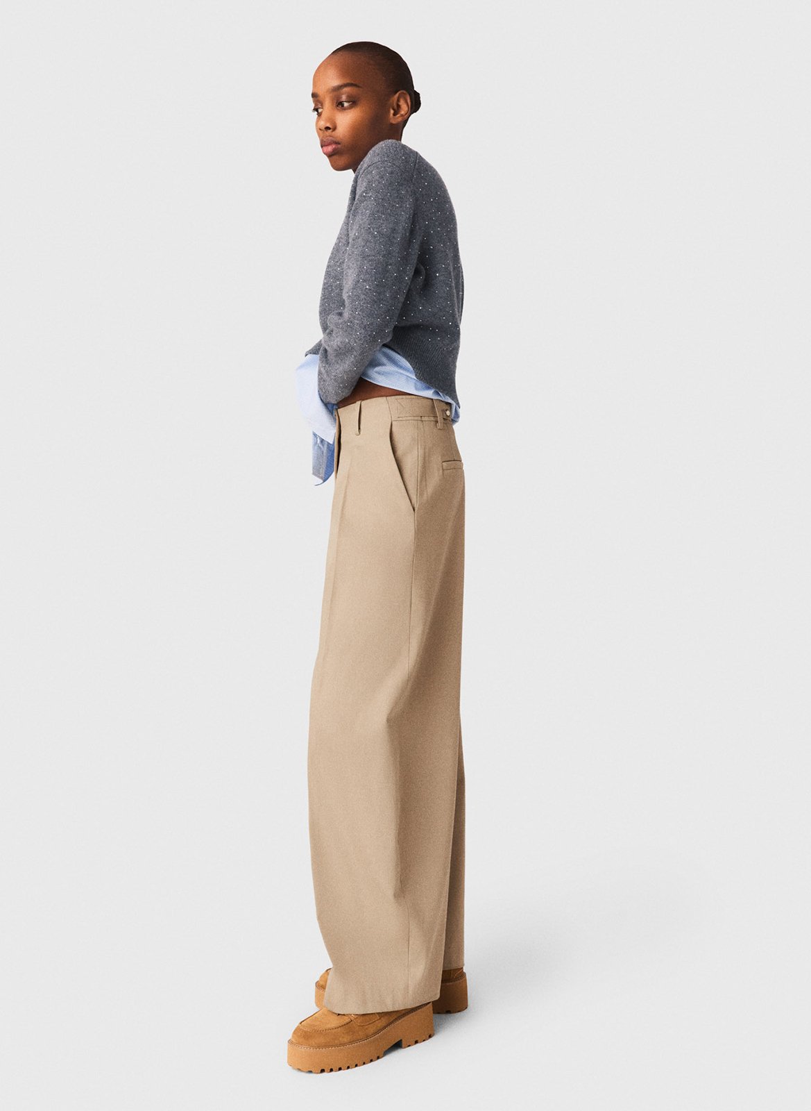 Pantalon large ballon en coton MAJE Beige