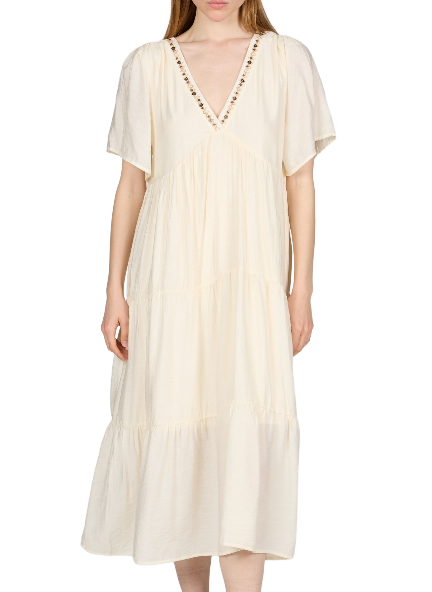 Long floral embroidered Deliane maxi dress ARTLOVE Yellow