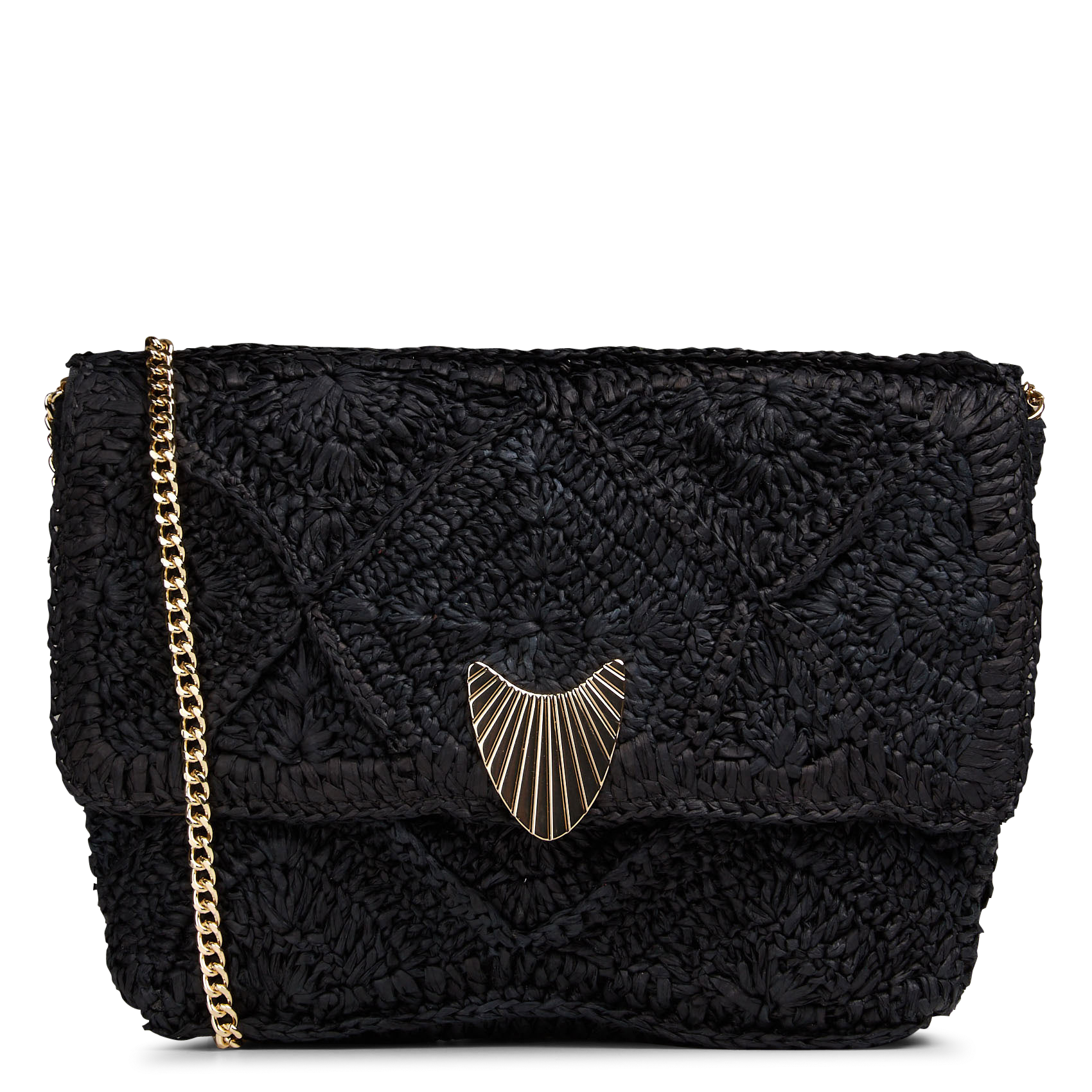 Pochette en paille marlon MAISON 123 Noir