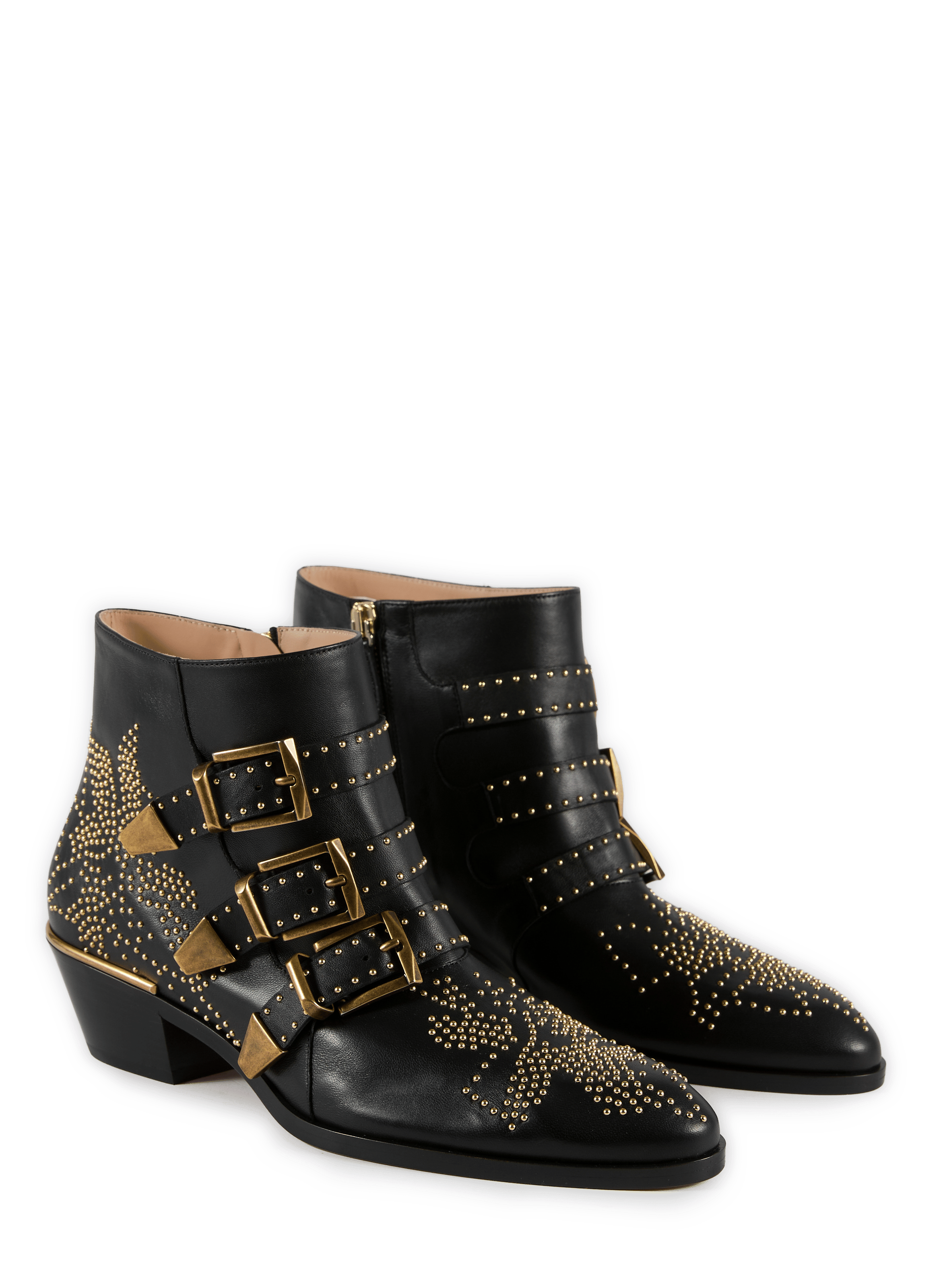 Silver leather ankle boots with silver rhinestones CHLOÉ Black