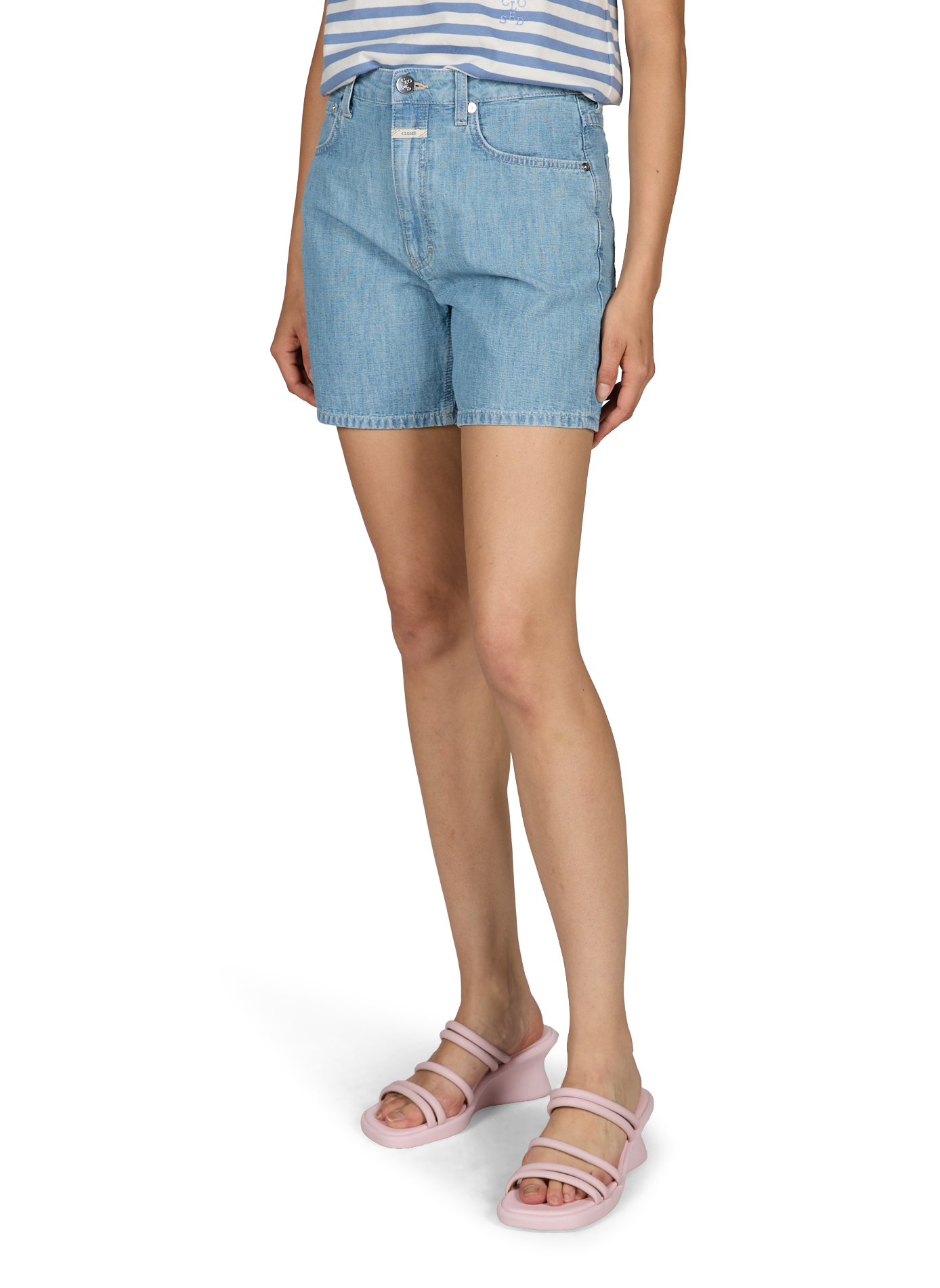 Short Janey à taille haute en coton CLOSED Bleu