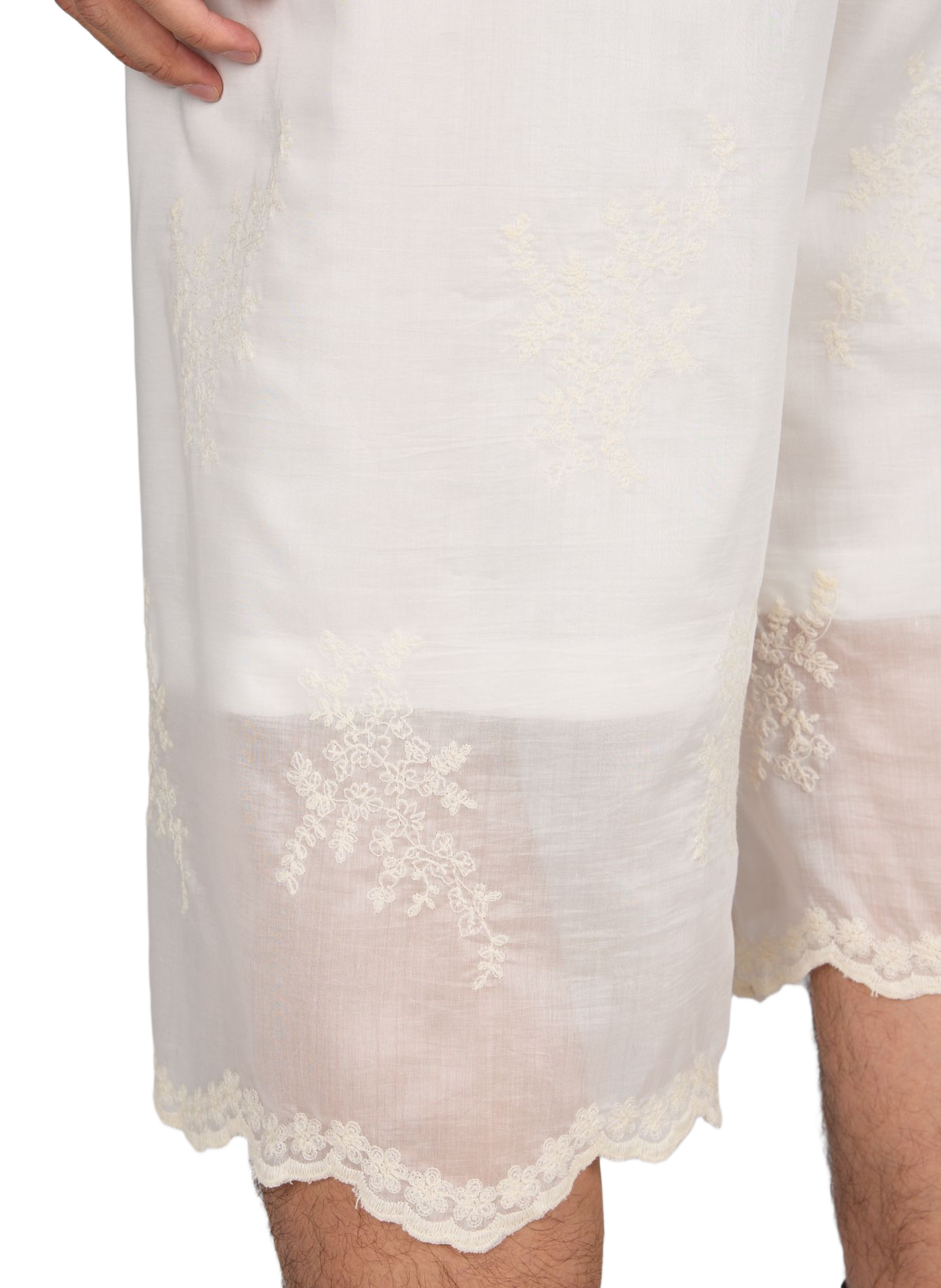Ruffled Bermuda shorts with floral embroideries OUR LEGACY Beige
