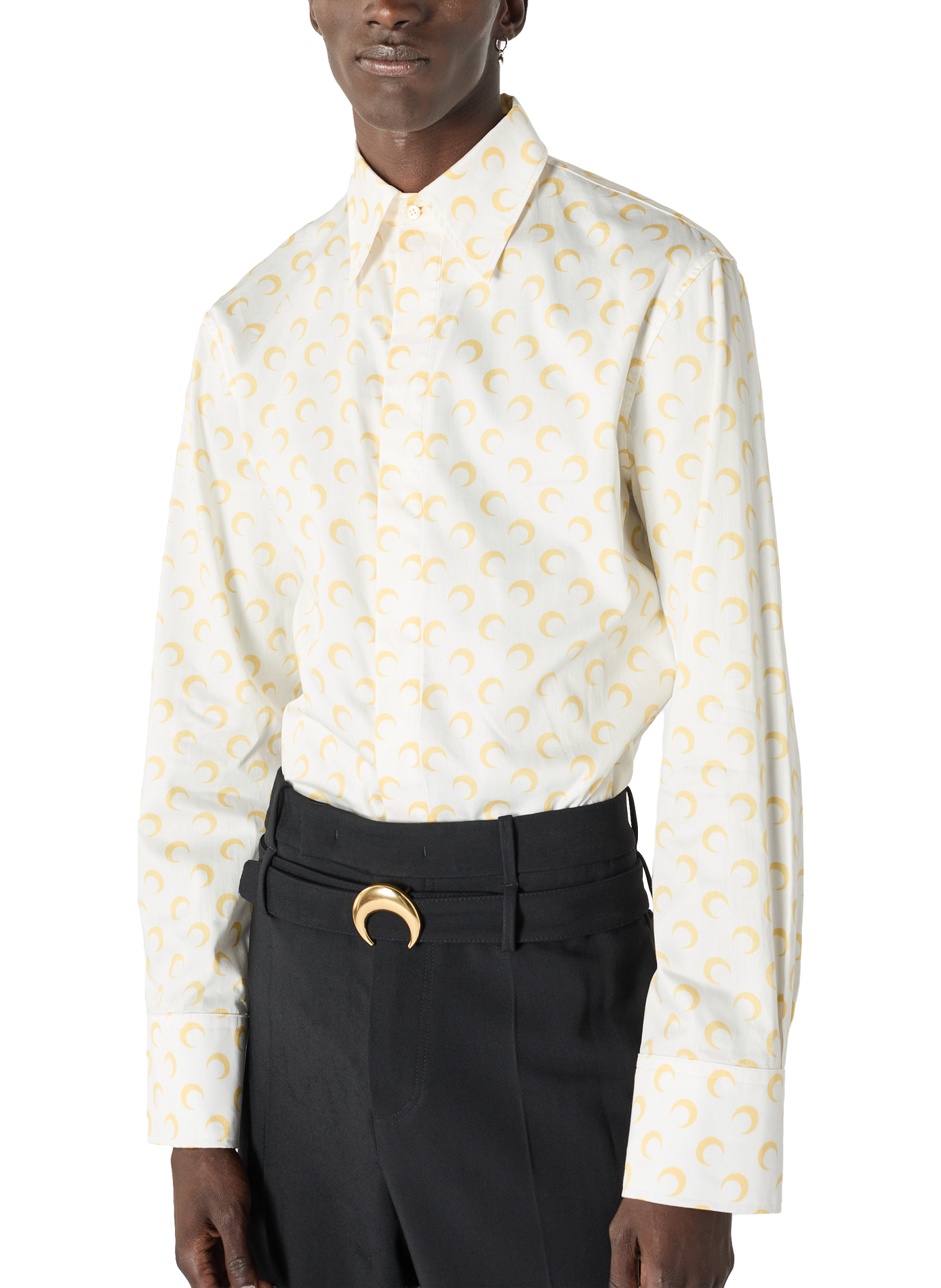 Chemise à manches longues en popeline deadstock imprimé all over moon MARINE SERRE Blanc
