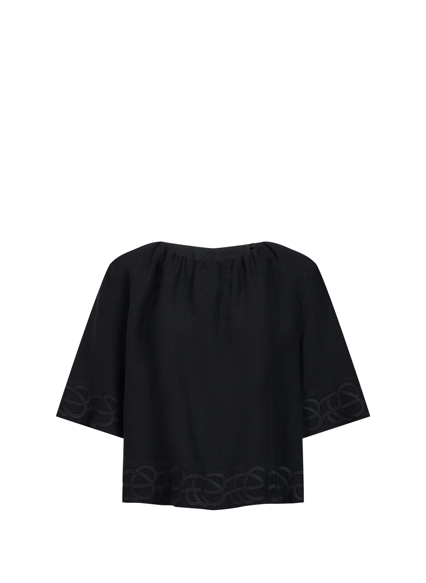 Blouse dos nu à détails brodés en lin BY MALENE BIRGER Noir