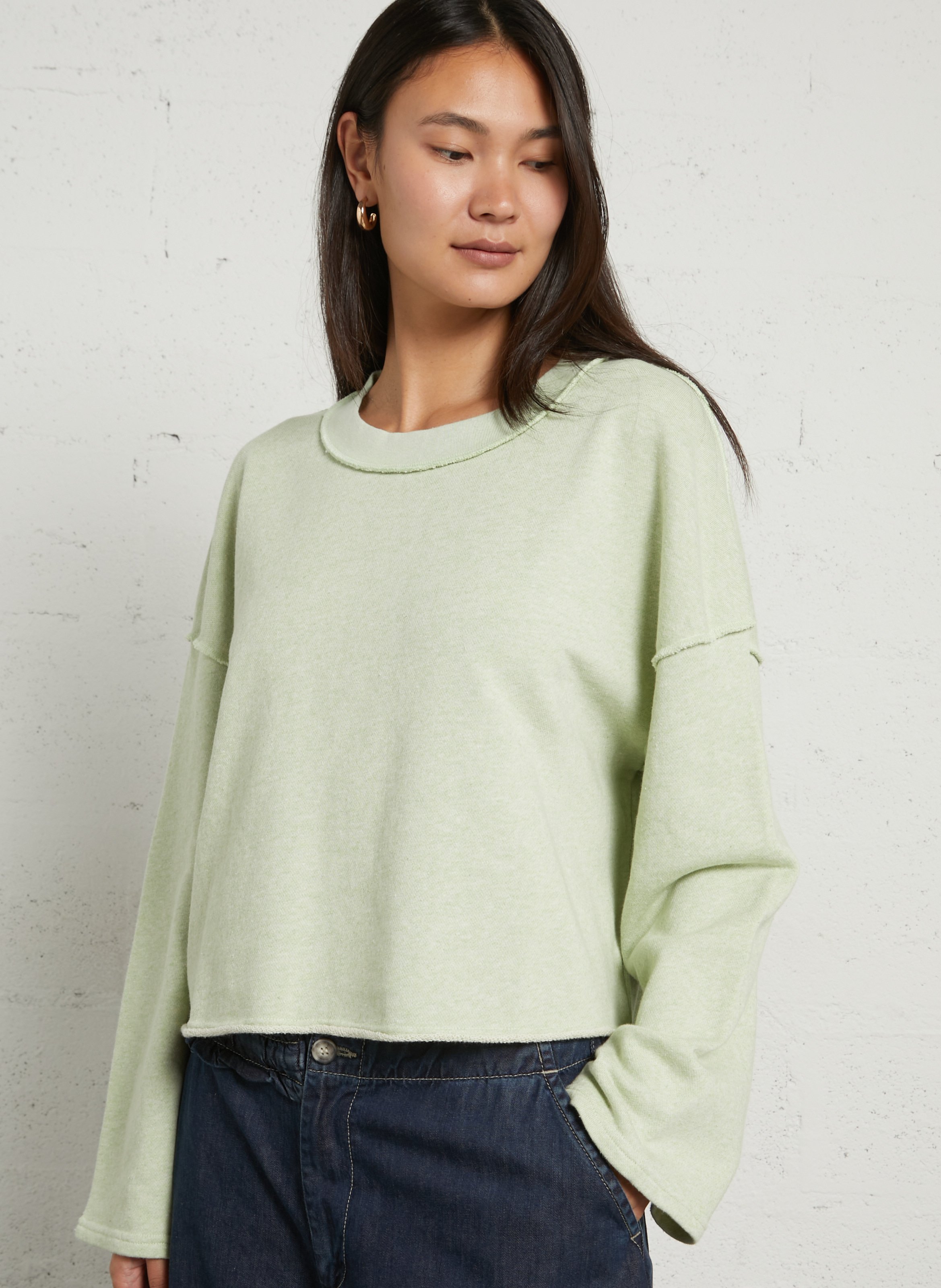Sweat oversize col rond en coton dantown AMERICAN VINTAGE Vert
