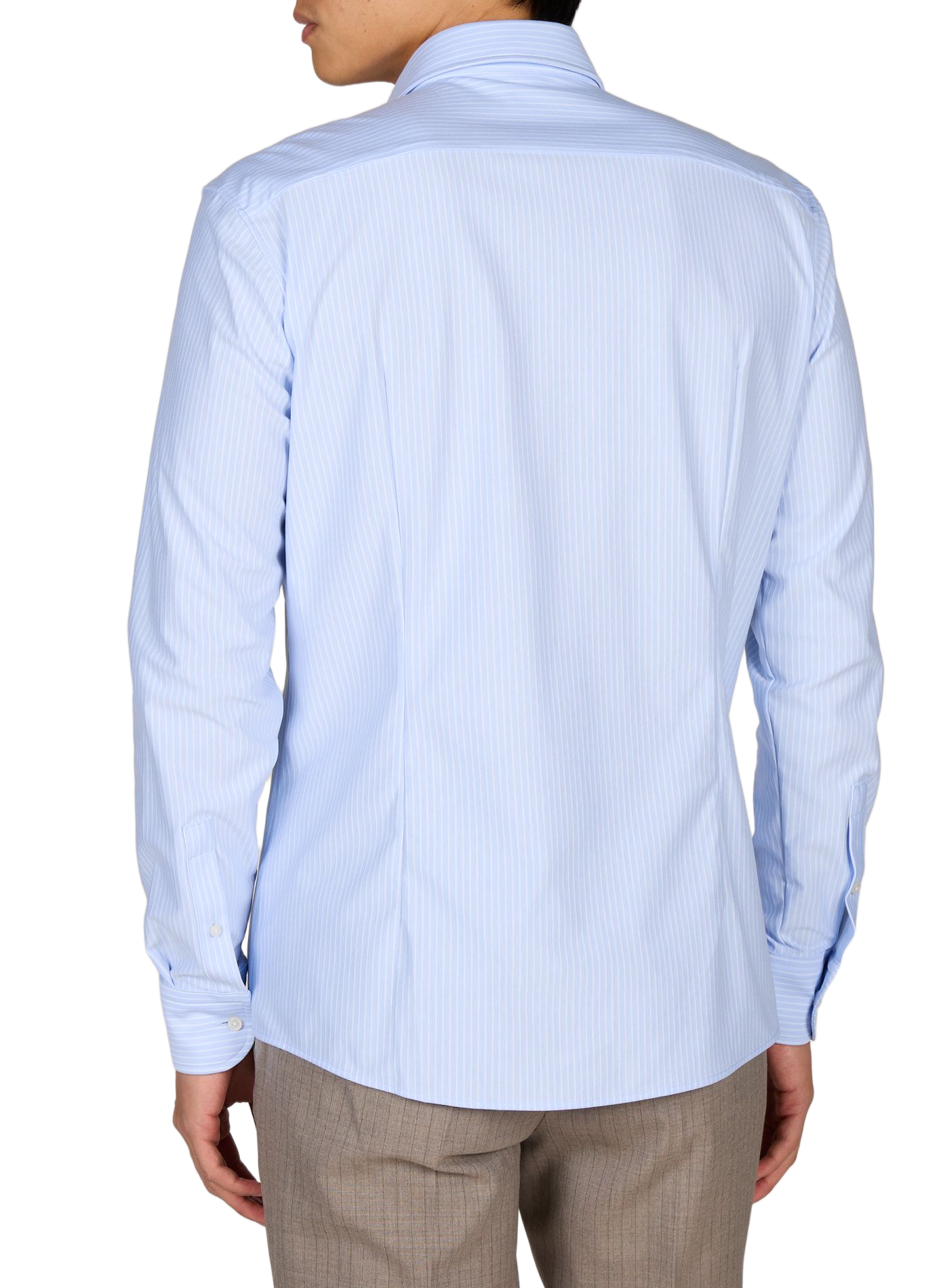 Chemise rayée à manches longues en coton mélangé BOSS Bleu
