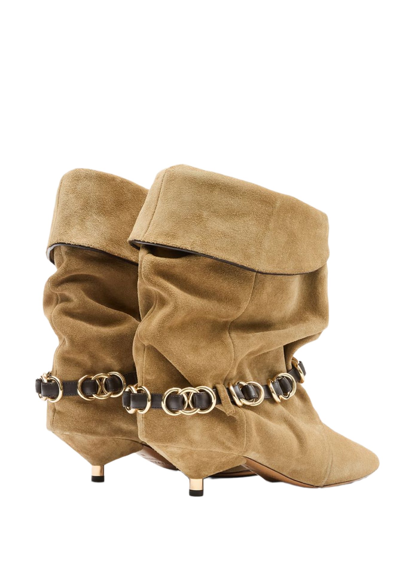 Stiefel mit Kettendetail Edrik Rings aus Veloursleder ISABEL MARANT Braun