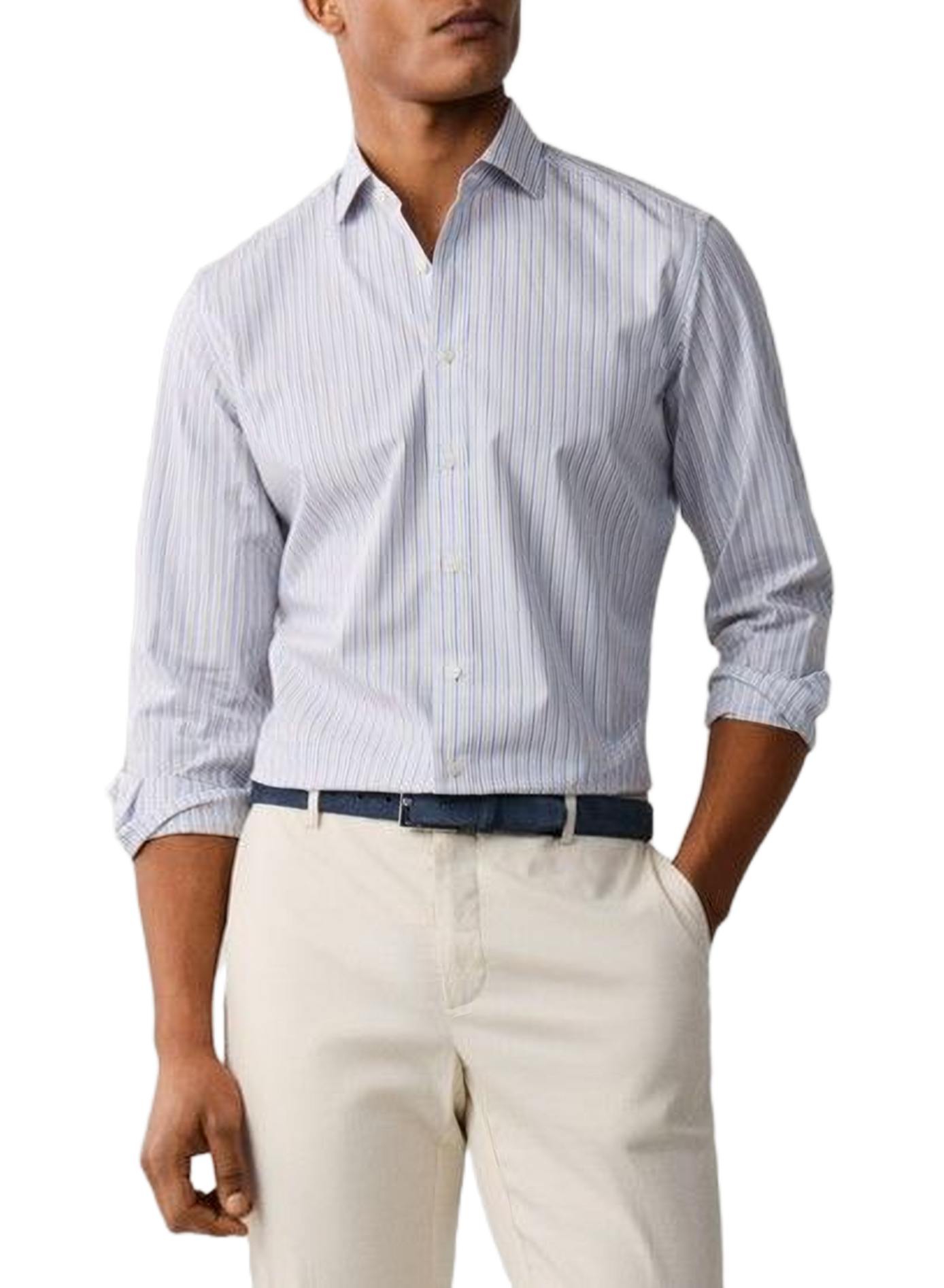Striped cotton shirt HACKETT Blue