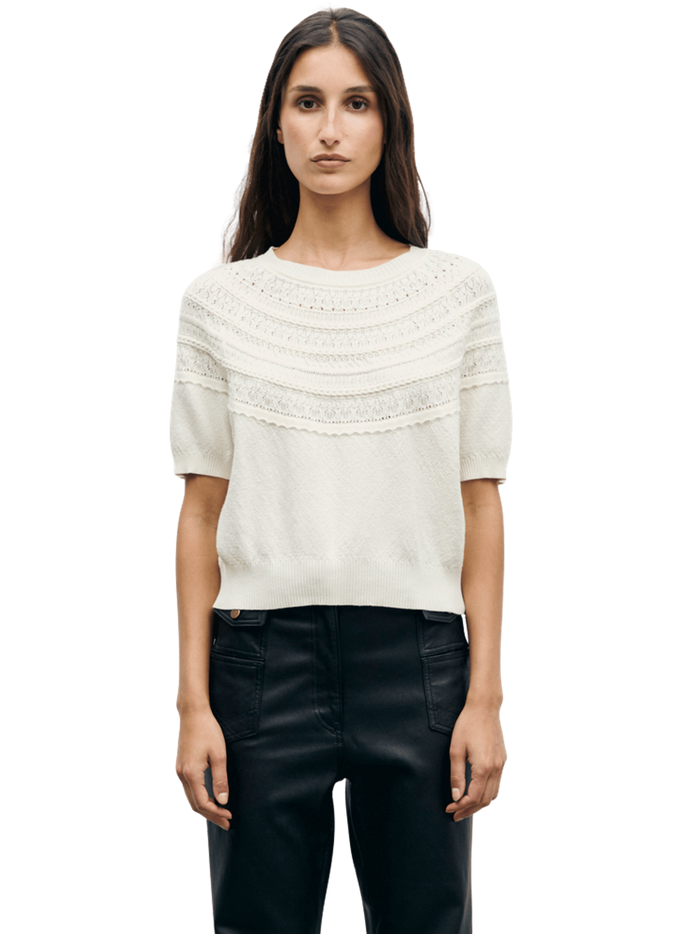 Pull en coton ajouré - roberte GERARD DAREL Blanc