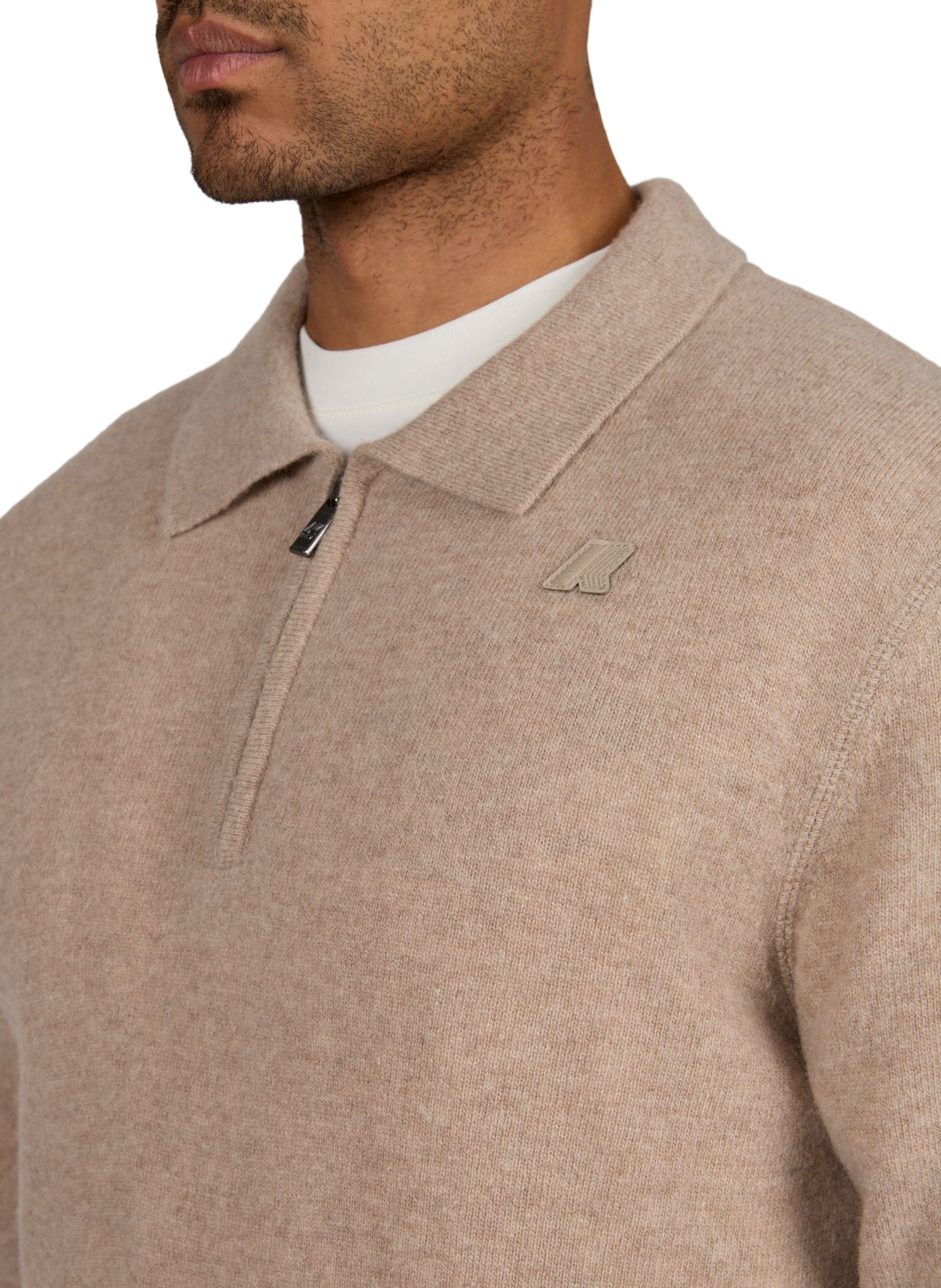 Polo with zippered wool collar K-WAY Beige