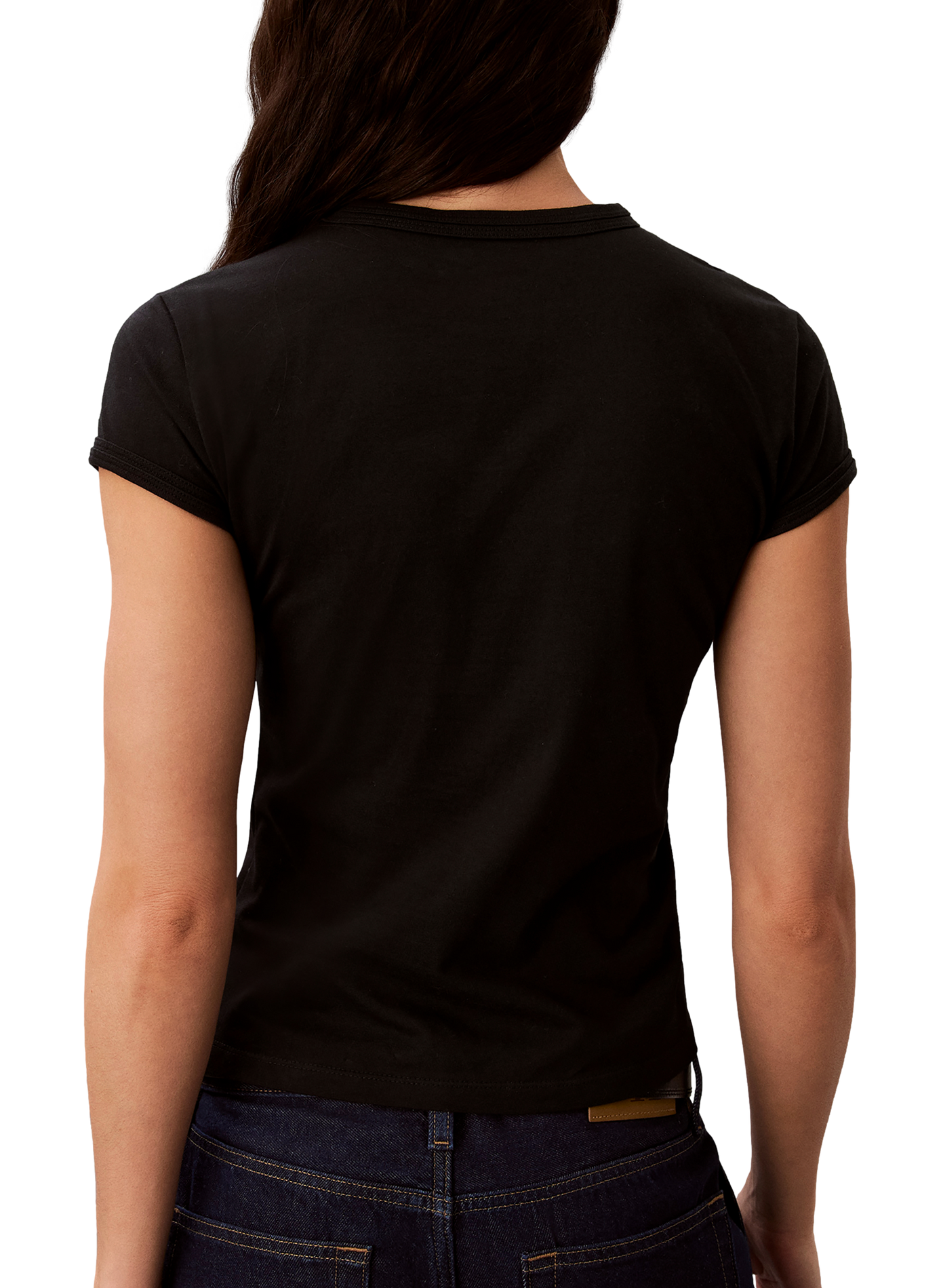 T-shirt moulant à logo en coton mélangé CALVIN KLEIN Noir