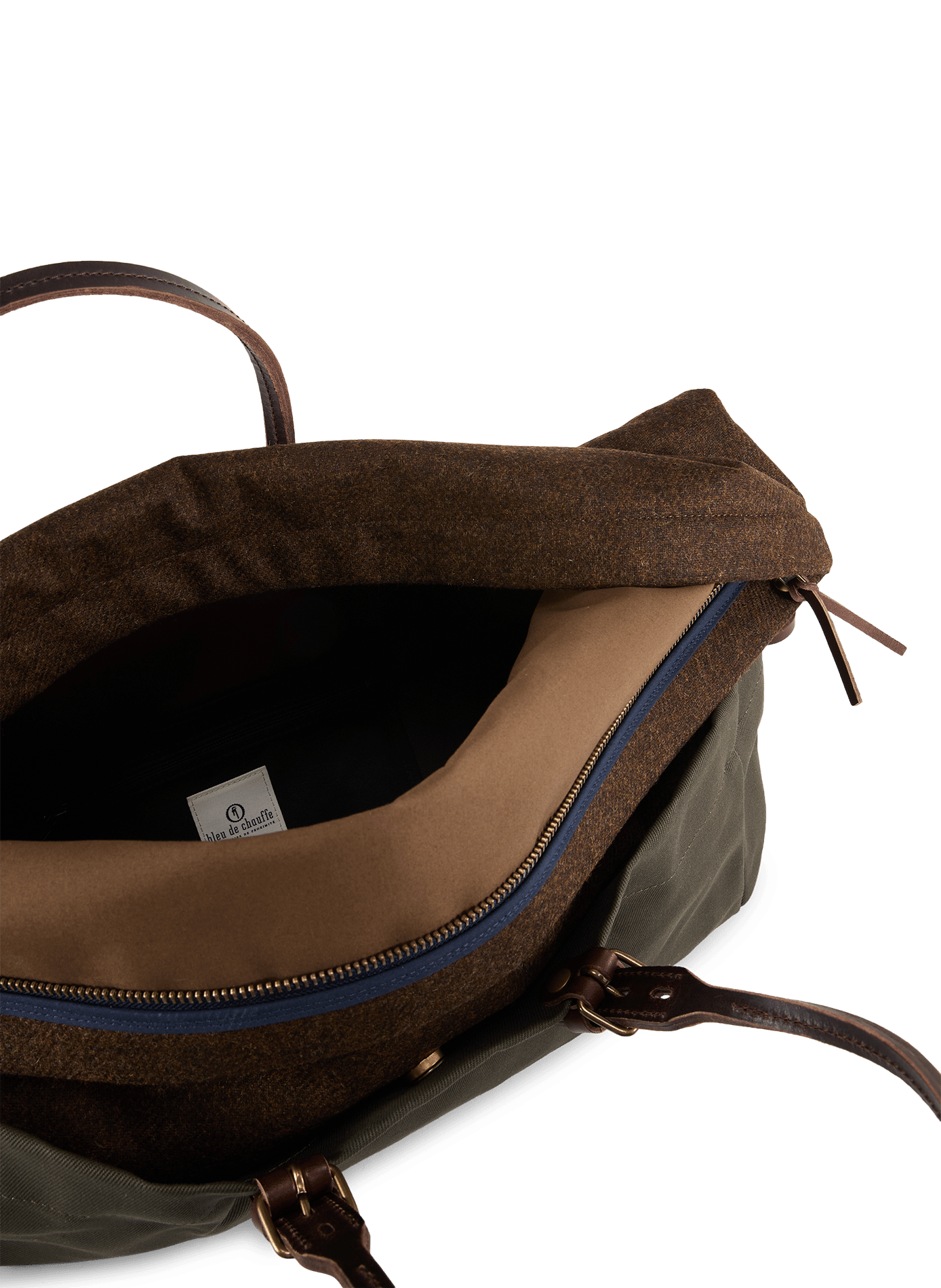 Cabin V2 travel bag in cotton and leather BLEU DE CHAUFFE Khaki