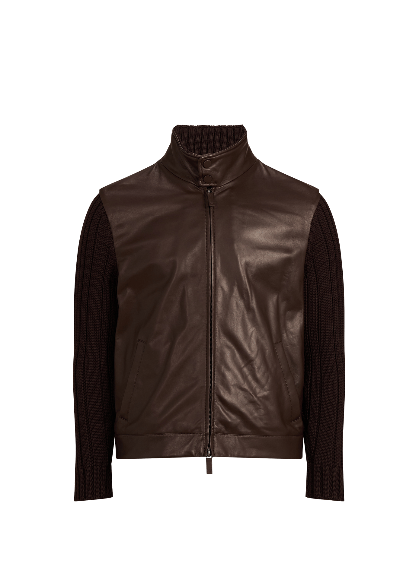 Jacke mit Stehkragen aus Schafleder EMPORIO ARMANI Braun