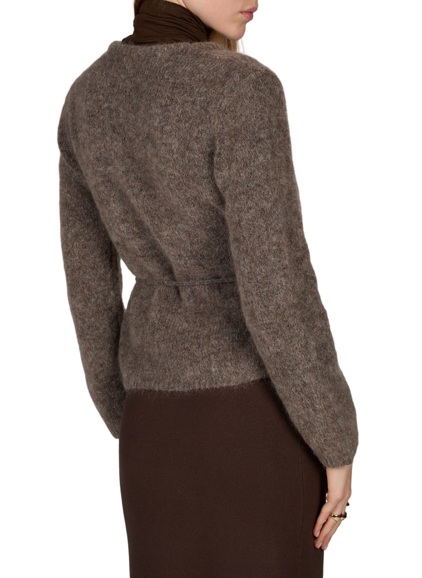 Oversized wool-blend cardigan OBJECT Brown