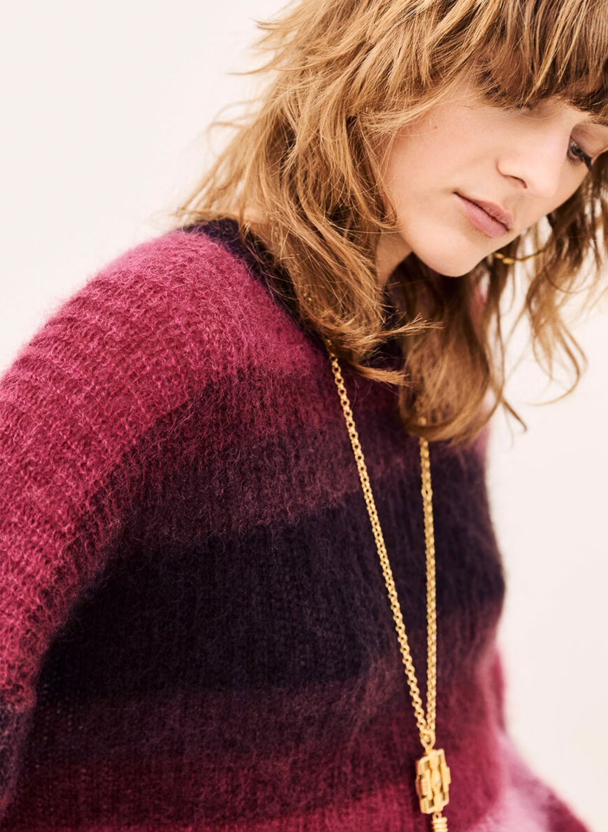 Pull ample col rond rayé en laine mélangée rivas BA&SH Violet