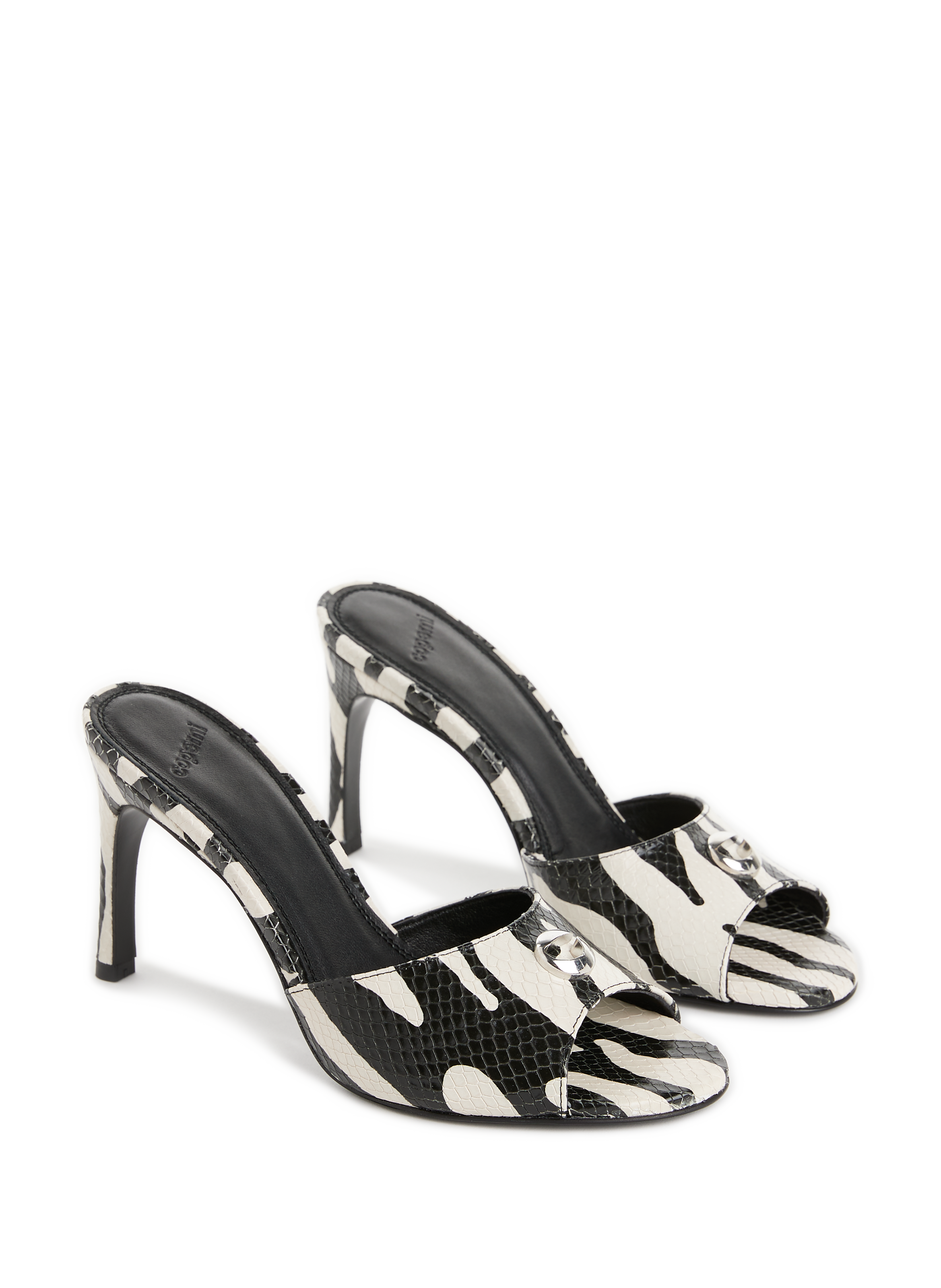 Mules à talon en cuir zébré COPERNI Multicolore