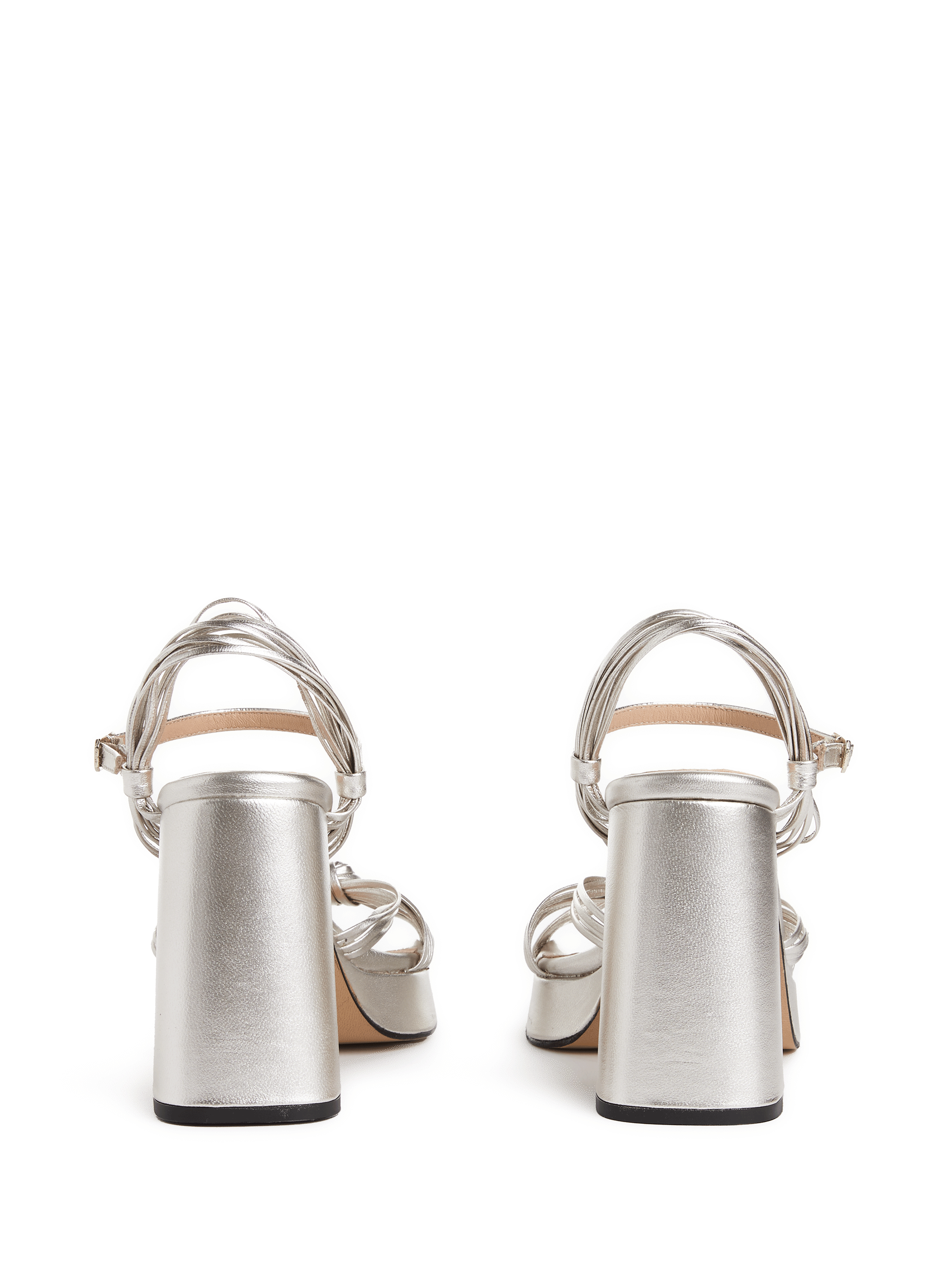 Metallic leather heeled sandals SOULIERS MARTINEZ Silver