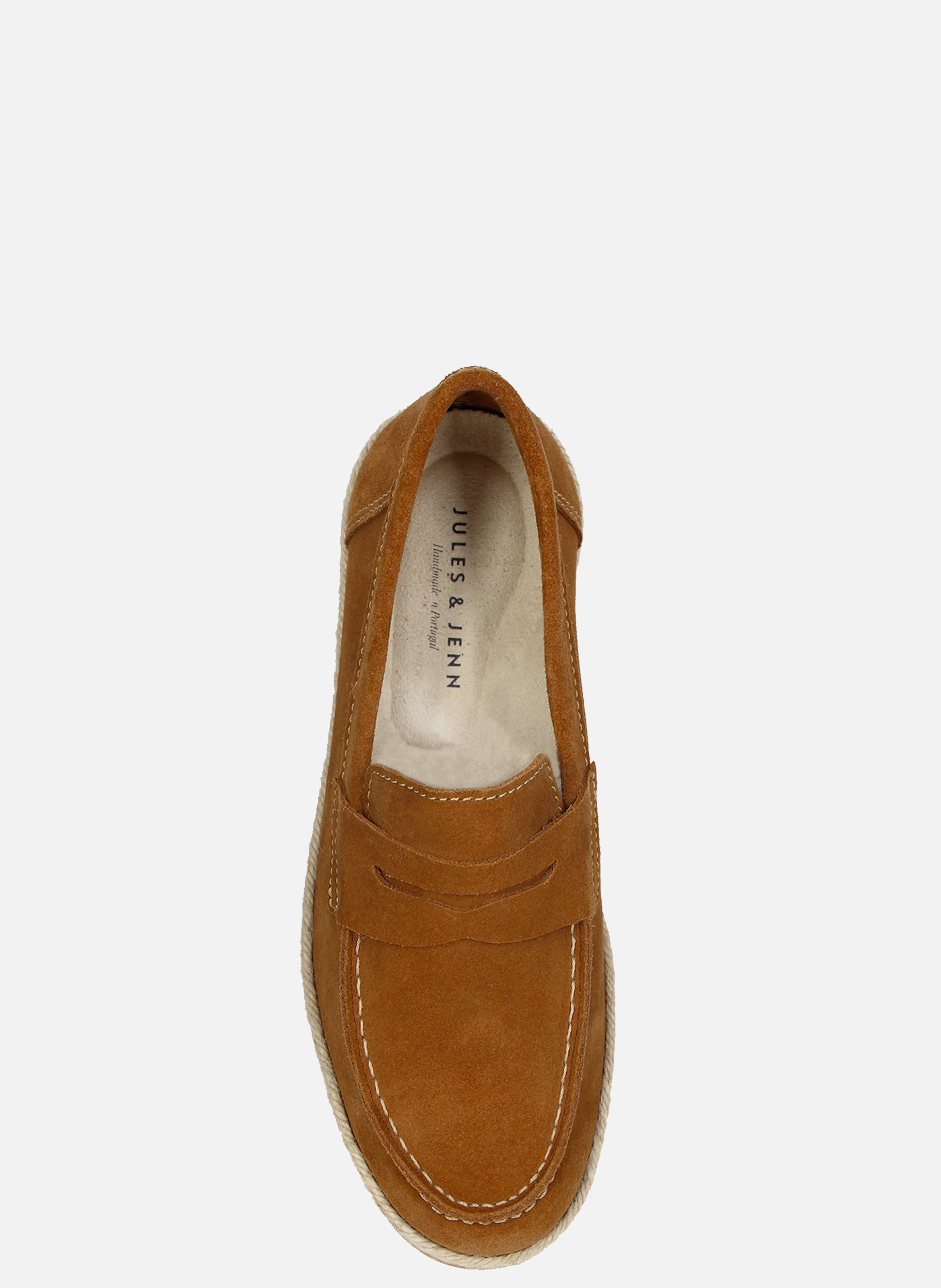 Mocassins espadrille cuir daim JULES & JENN Marron