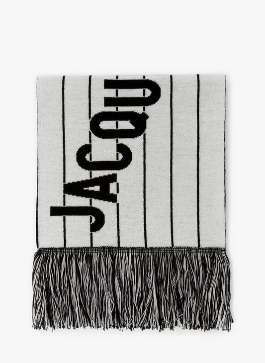 Jacquemus The Liga Striped Knit Fringed Scarf In White