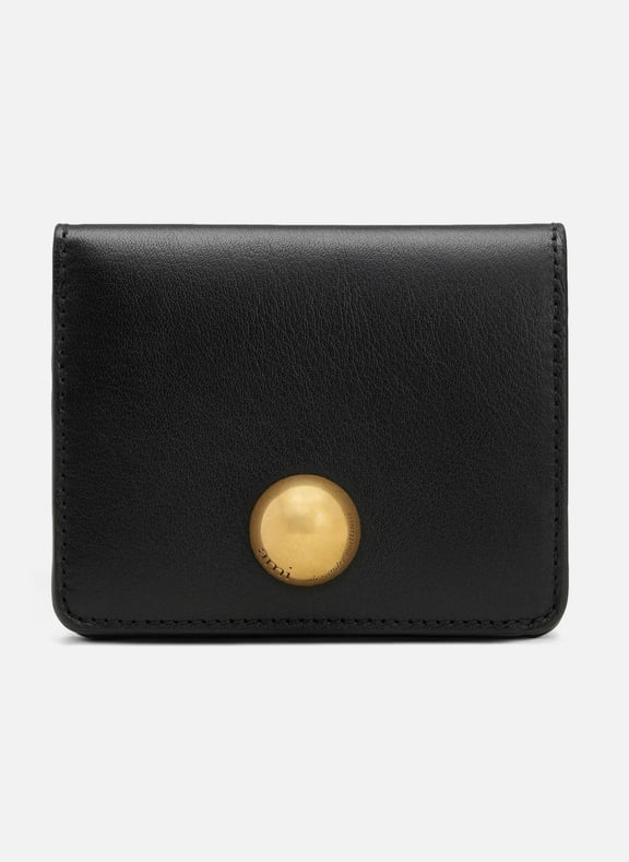 Portefeuille plié carrousel en cuir lisse unisexe Noir by AMI PARIS AMI PARIS Portefeuille plié carrousel en cuir lisse unisexe Noir